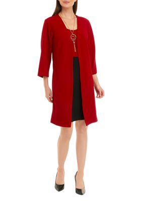 Women's Long Sleeve Knit Color Block Jacket Dress