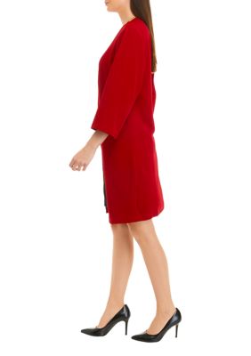 Women's Long Sleeve Knit Color Block Jacket Dress