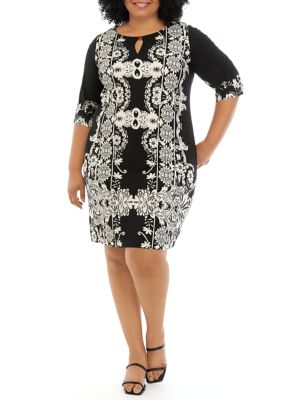 Sandra Darren Plus Size Placed Print Shift Dress | belk