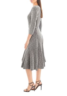 Women's Glitter Knit Fit and Flare Dress