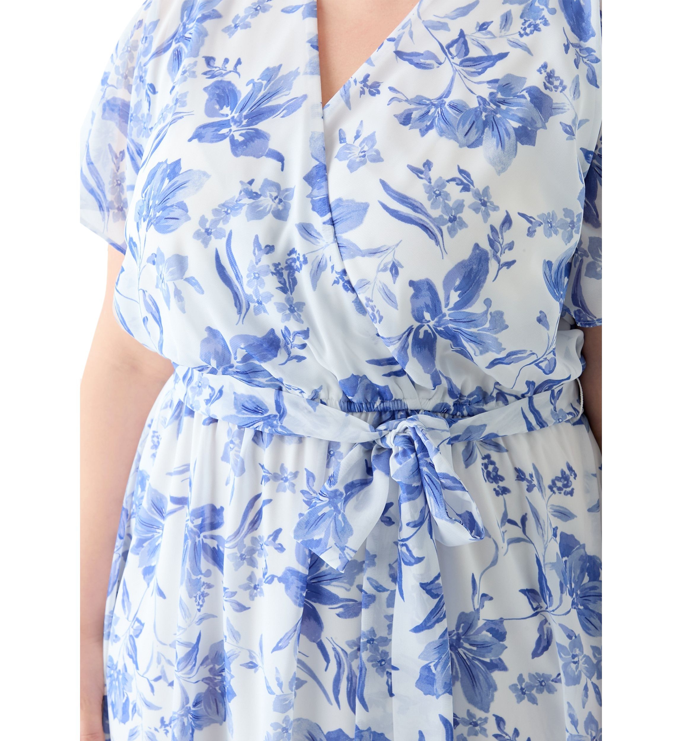 Plus Size V-Neck Floral Print Maxi Dress