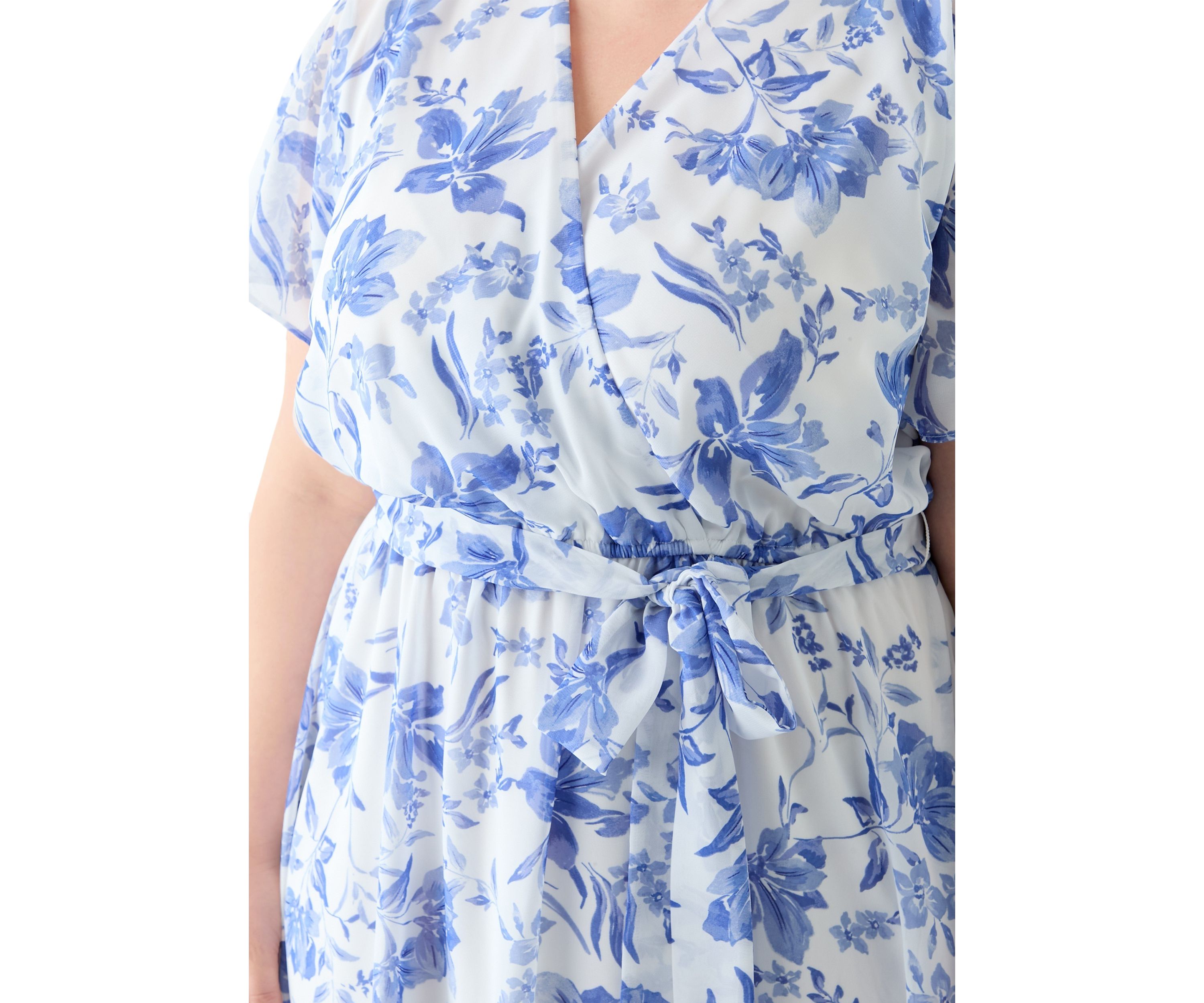 Plus Size V-Neck Floral Print Maxi Dress