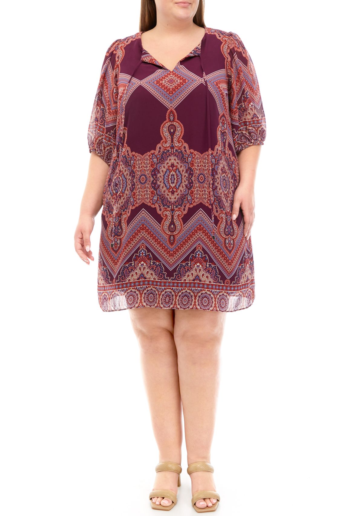 Plus Size Paisley Print A-Line Dress