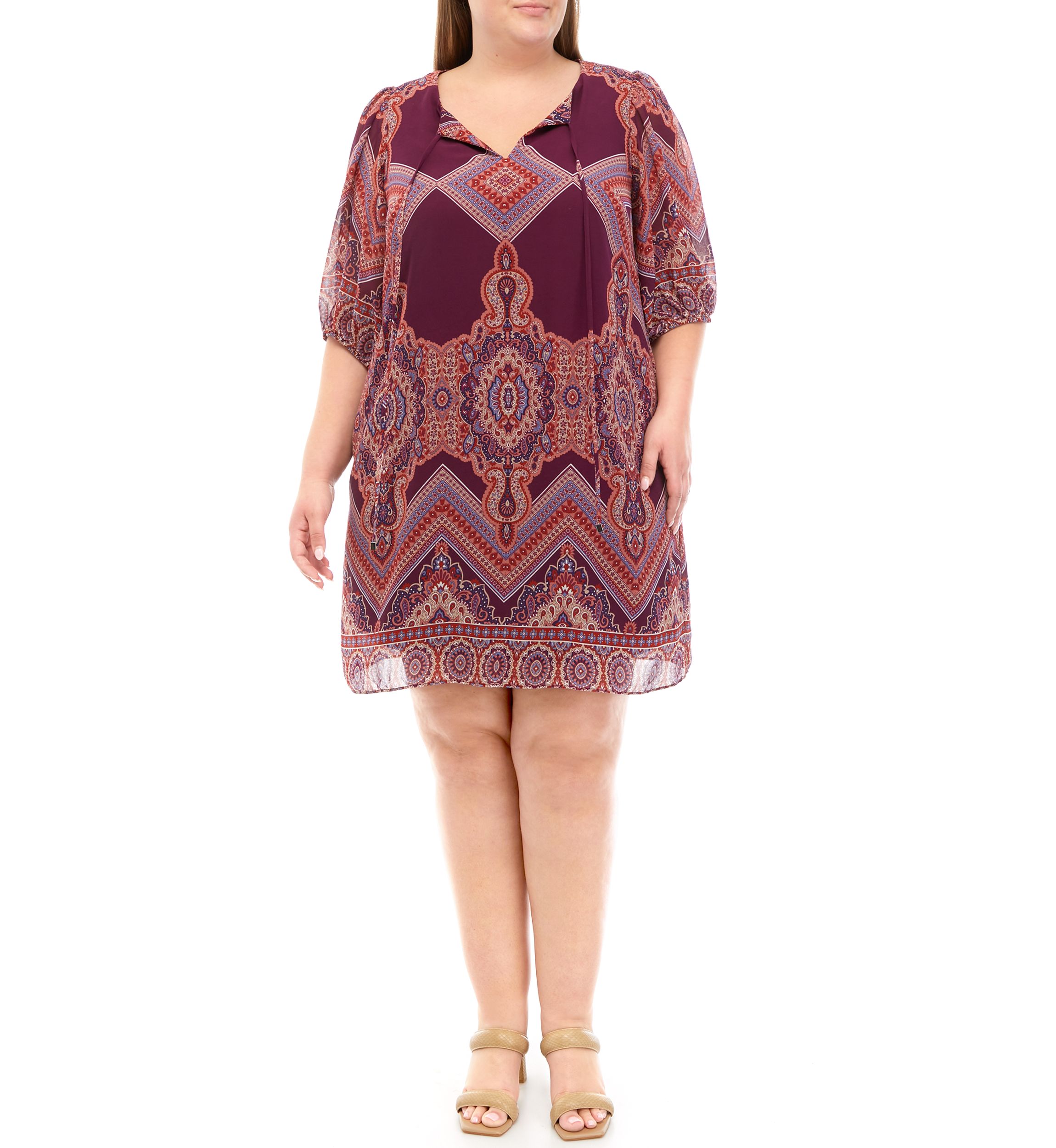 Plus Size Paisley Print A-Line Dress