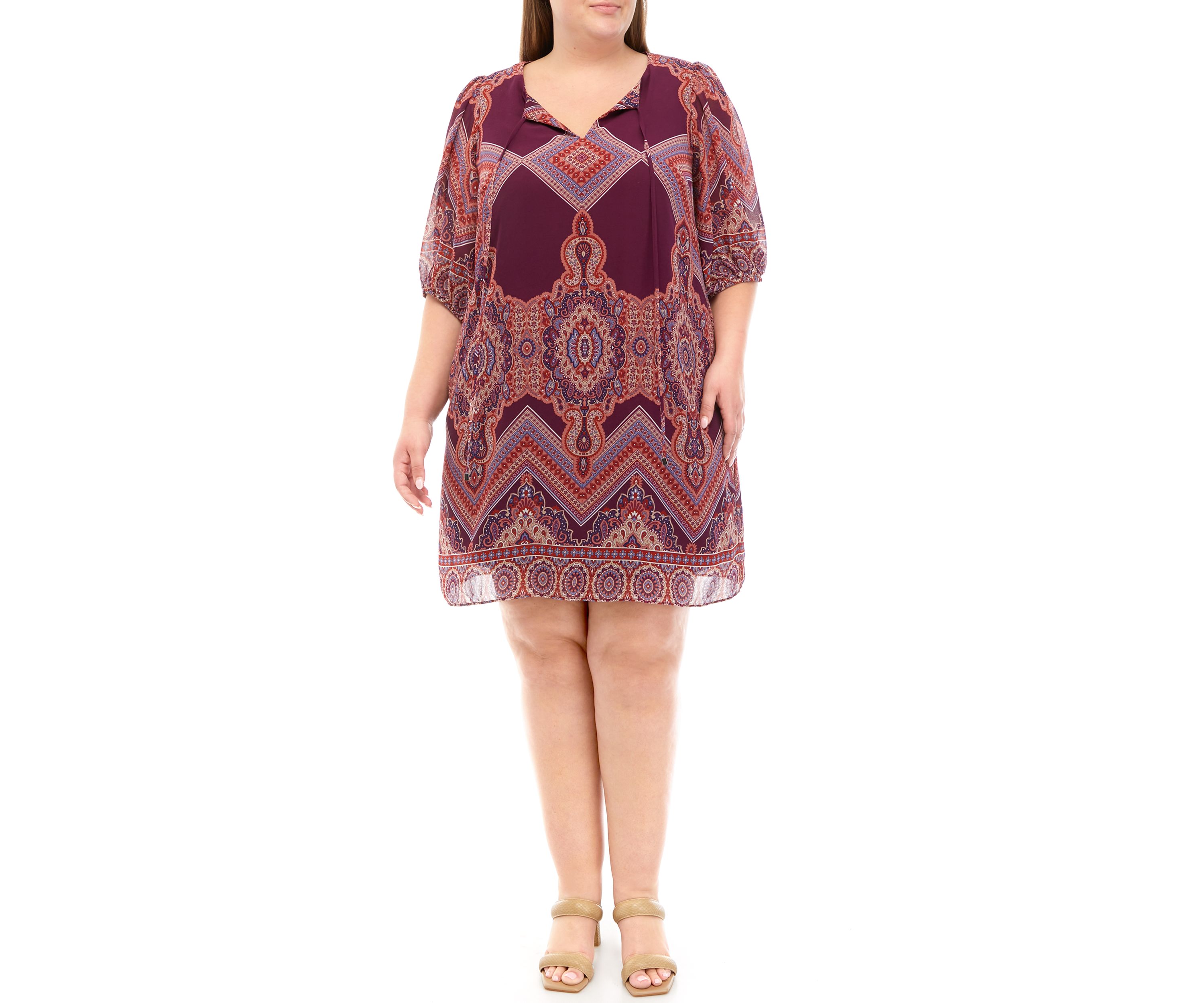 Plus Size Paisley Print A-Line Dress