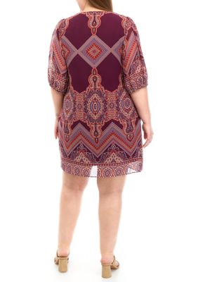 Plus Paisley Print A-Line Dress