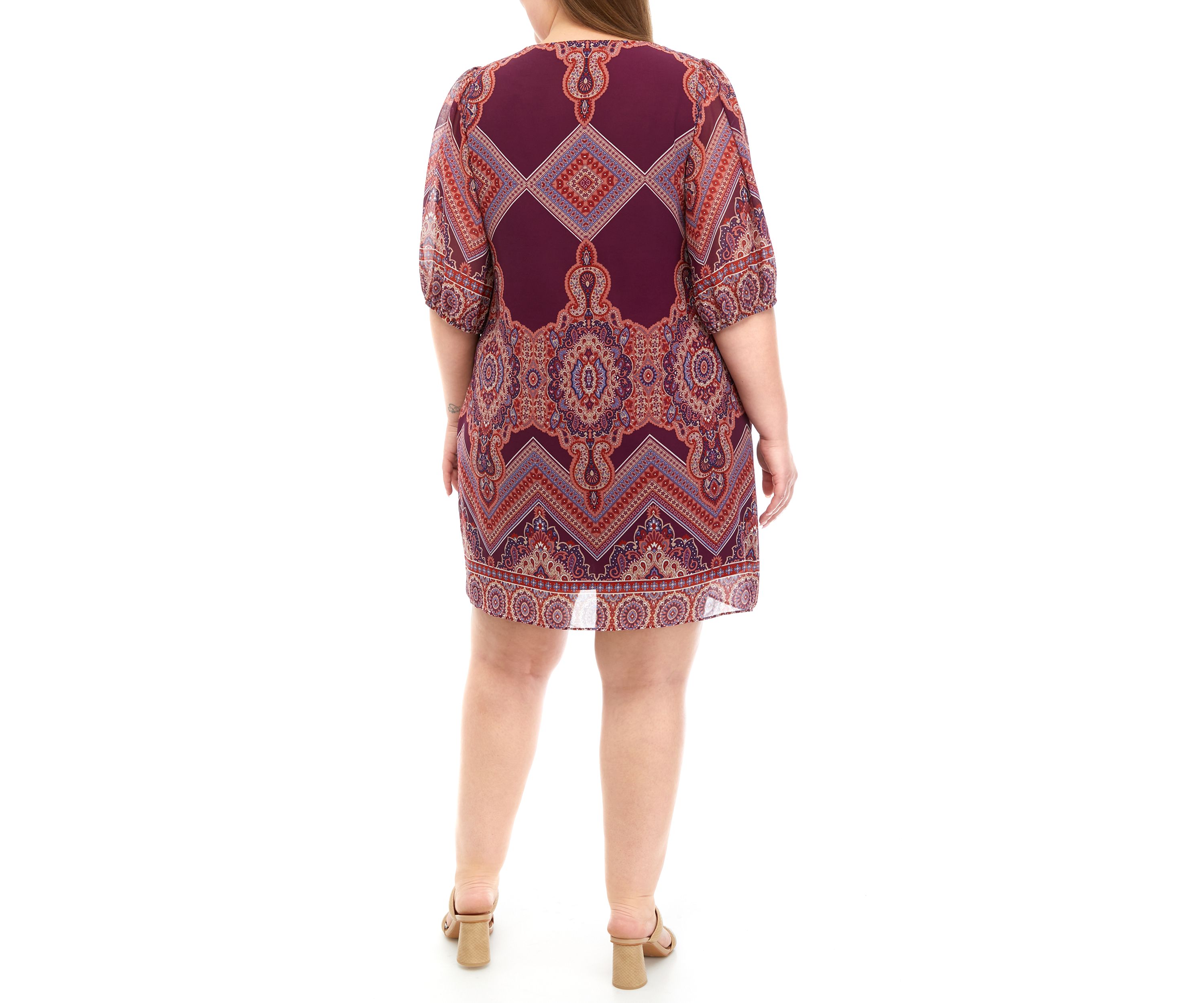 Plus Size Paisley Print A-Line Dress