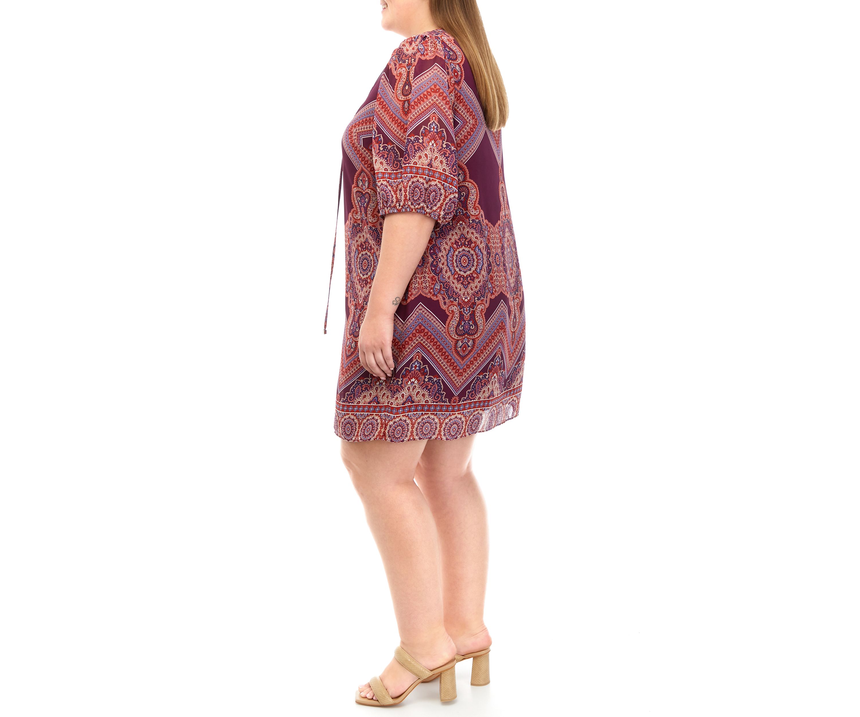 Plus Size Paisley Print A-Line Dress