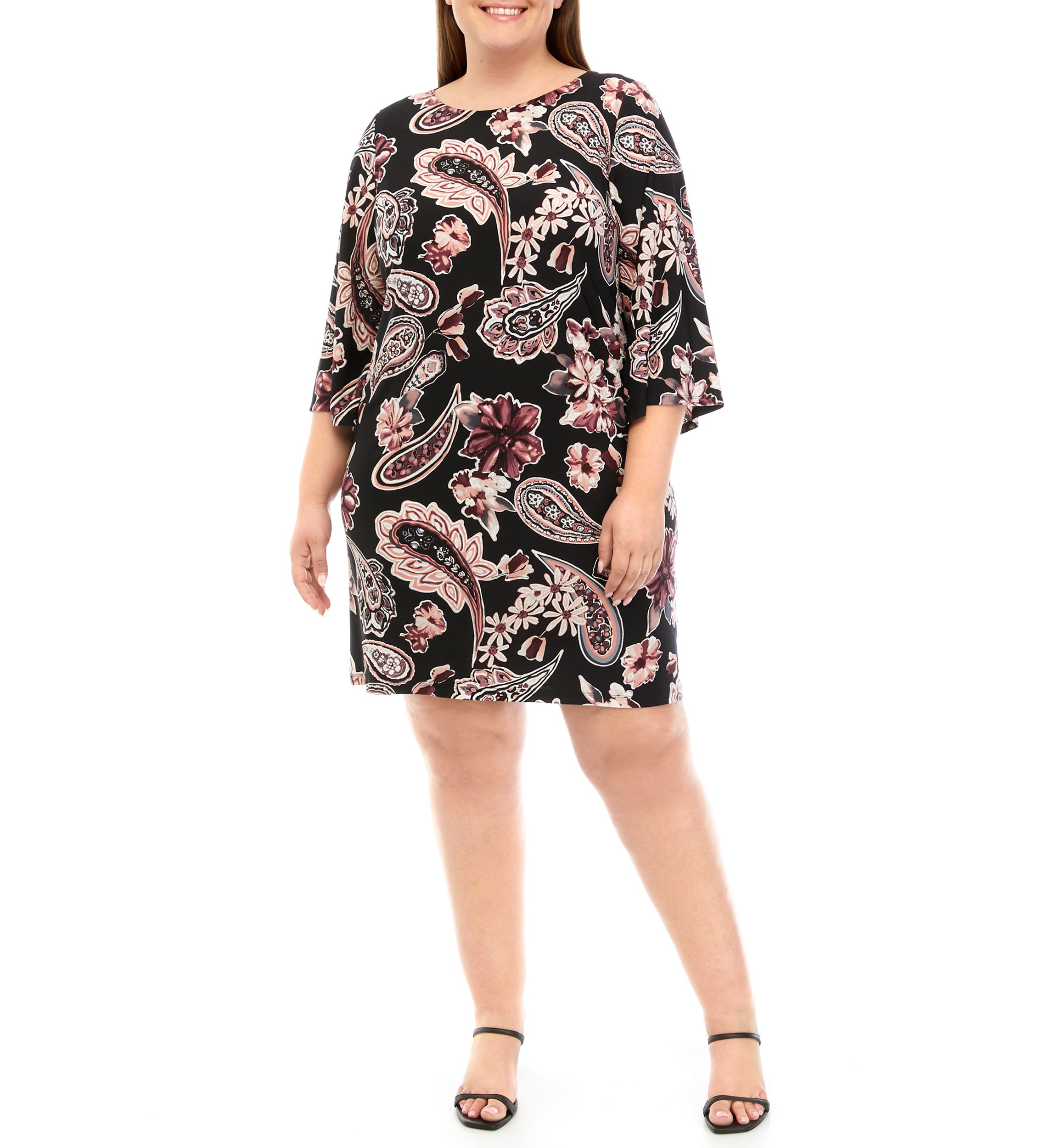Plus Size Paisley Printed A-Line Dress