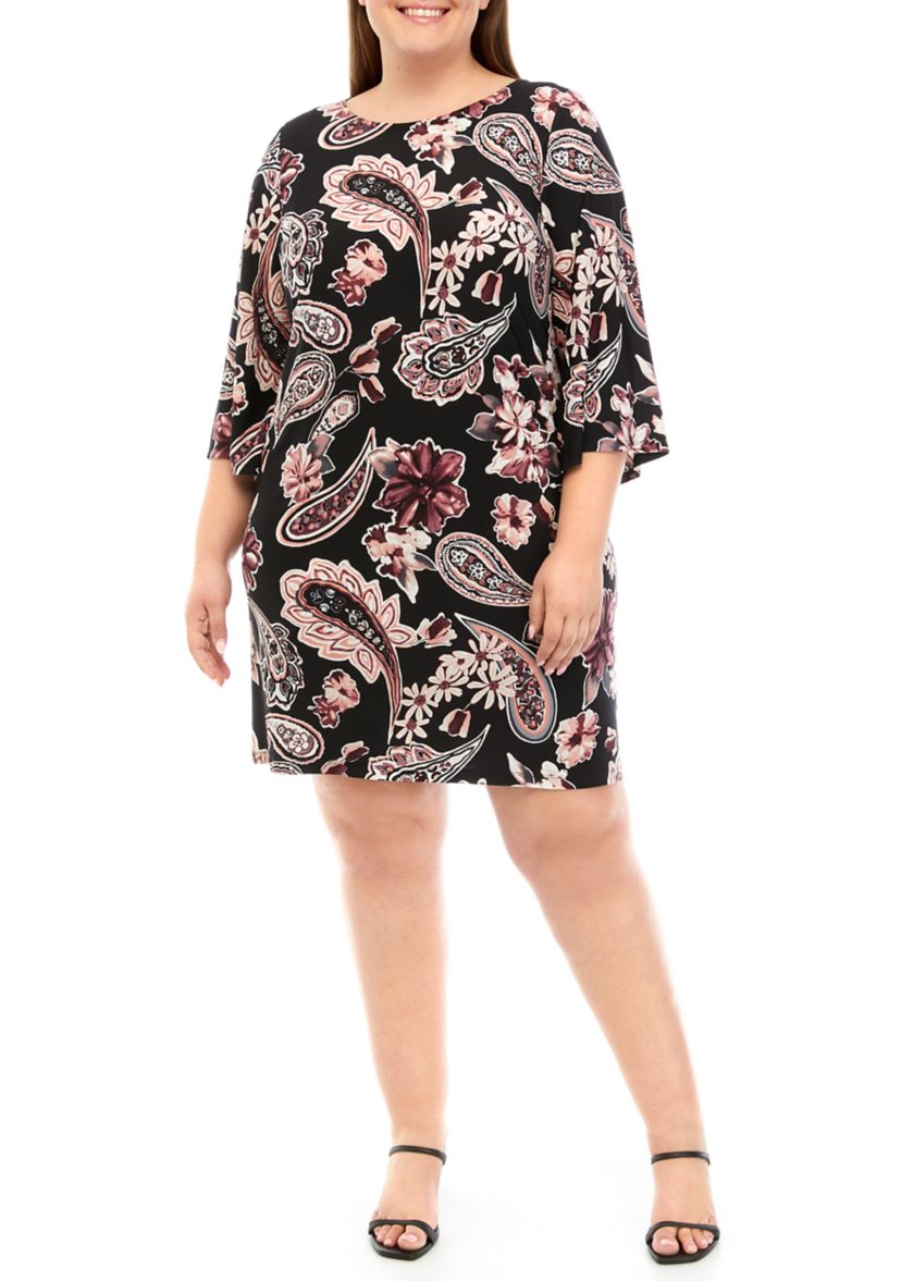 Plus Size Paisley Printed A-Line Dress