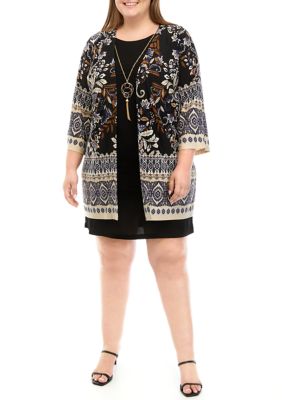 Plus Printed Jacket Dress