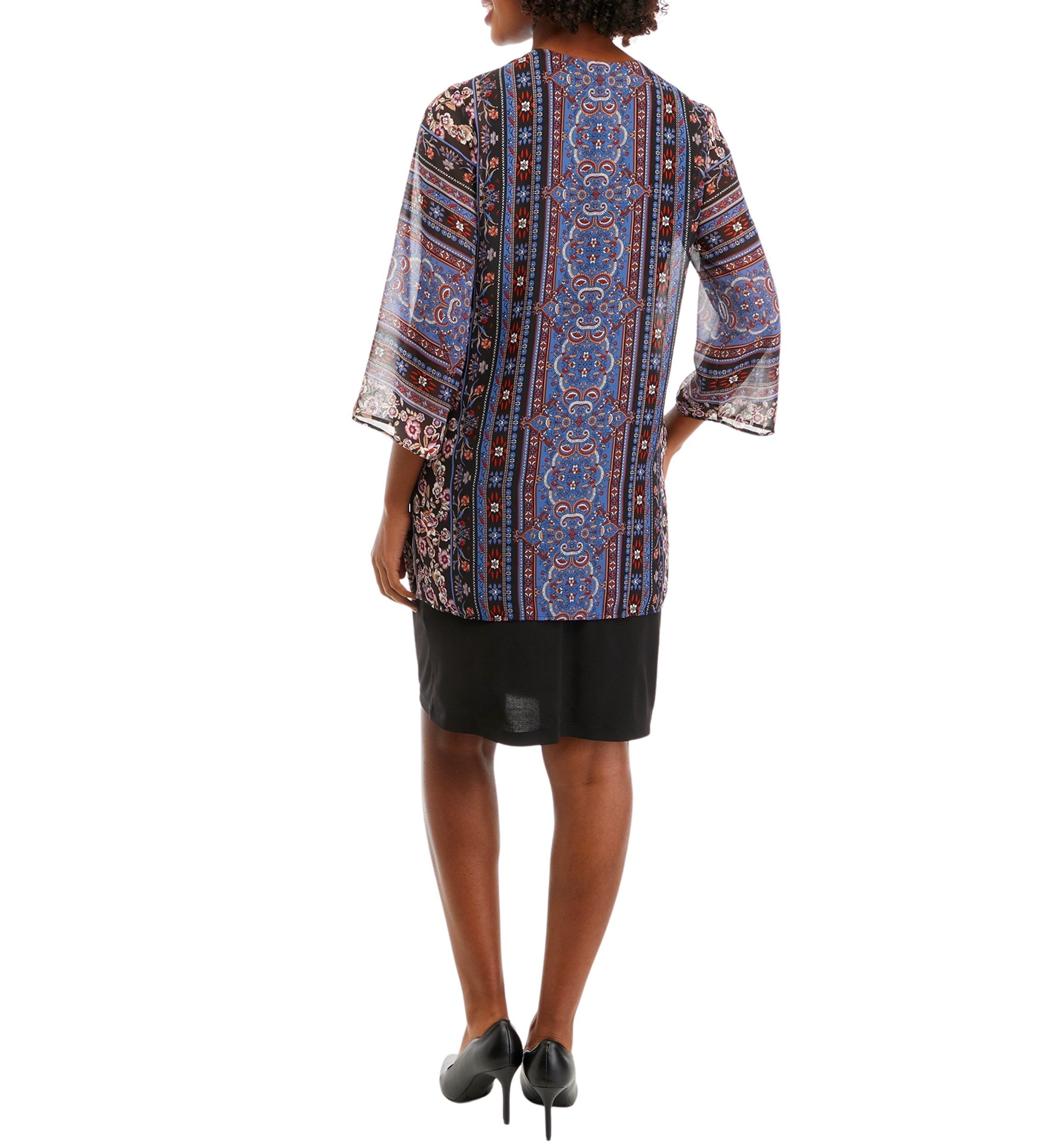 Womens 3/4 Sleeve Chiffon Jacket Dress