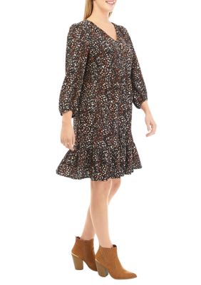 Women's 3/4 Sleeve Printed Crepe Dress