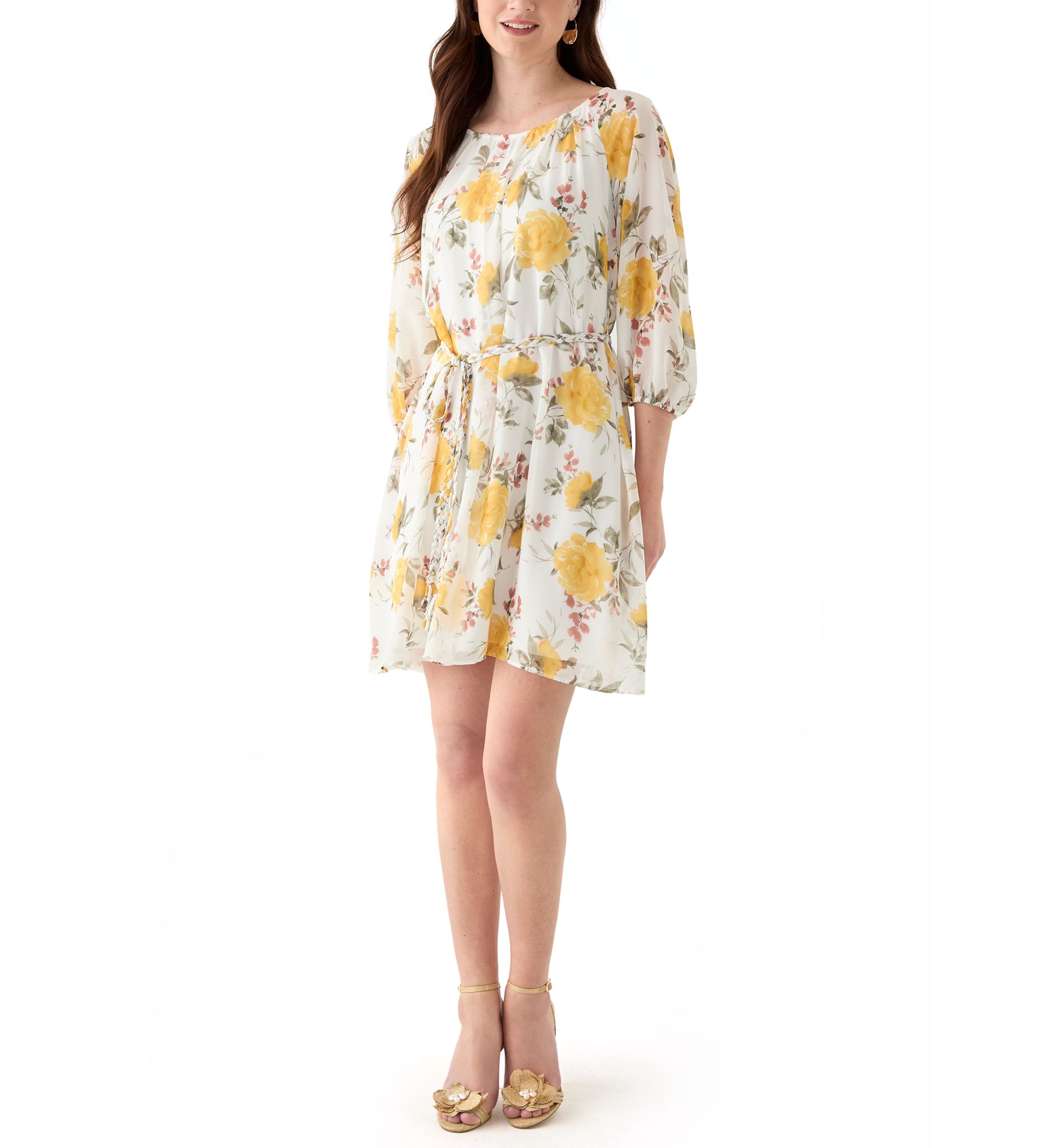 Womens Floral Printed Chiffon Dress