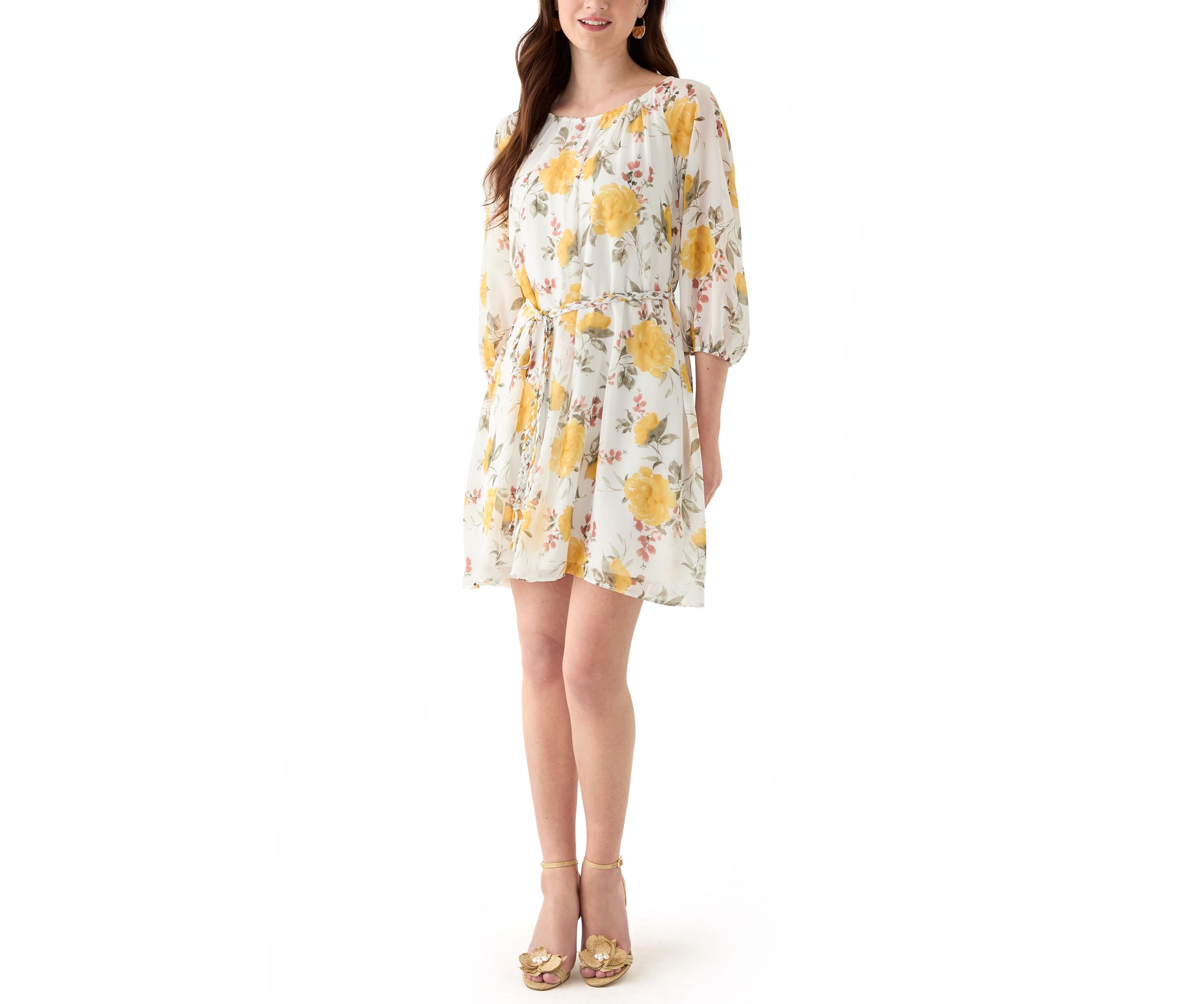 Womens Floral Printed Chiffon Dress
