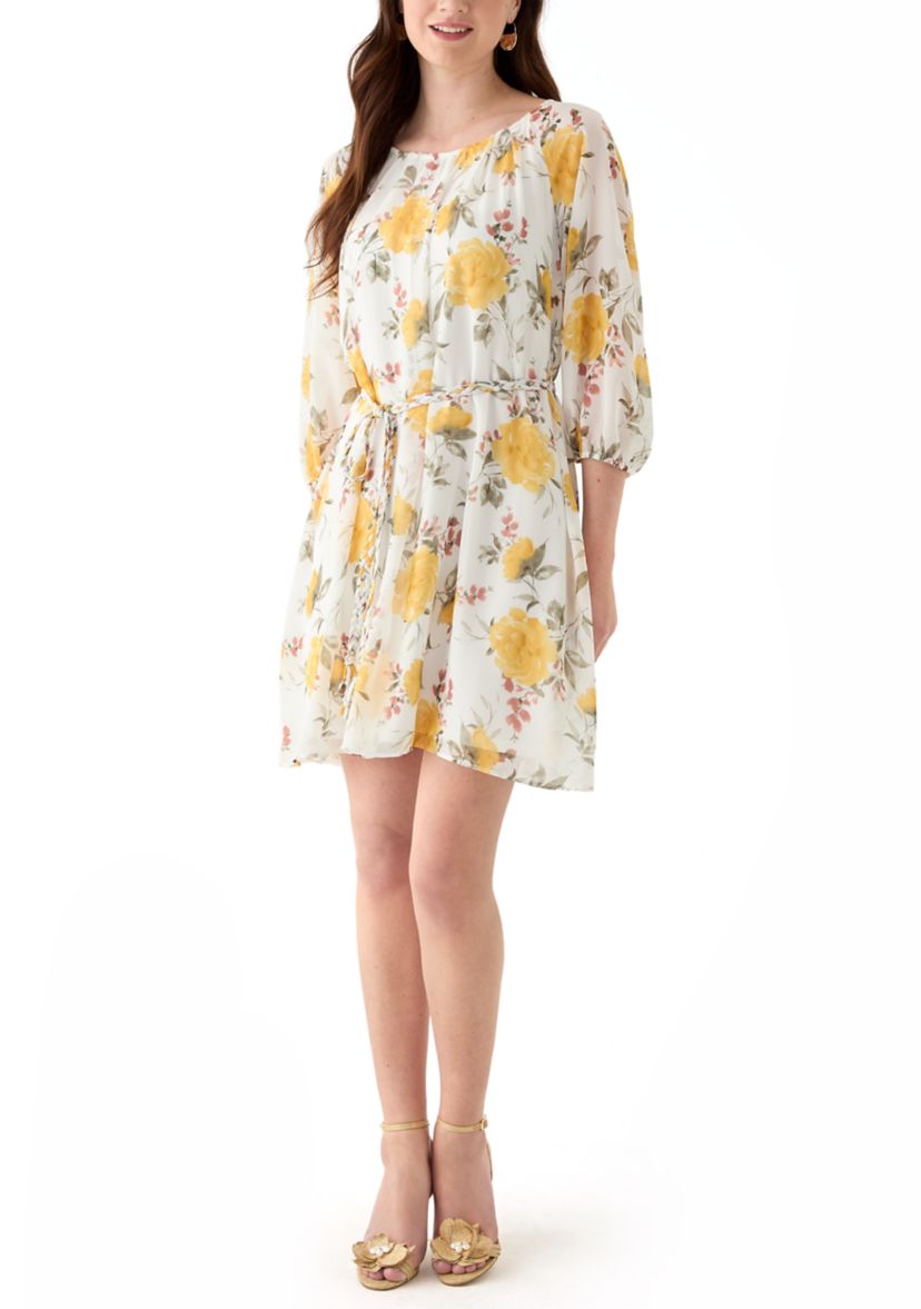 Womens Floral Printed Chiffon Dress