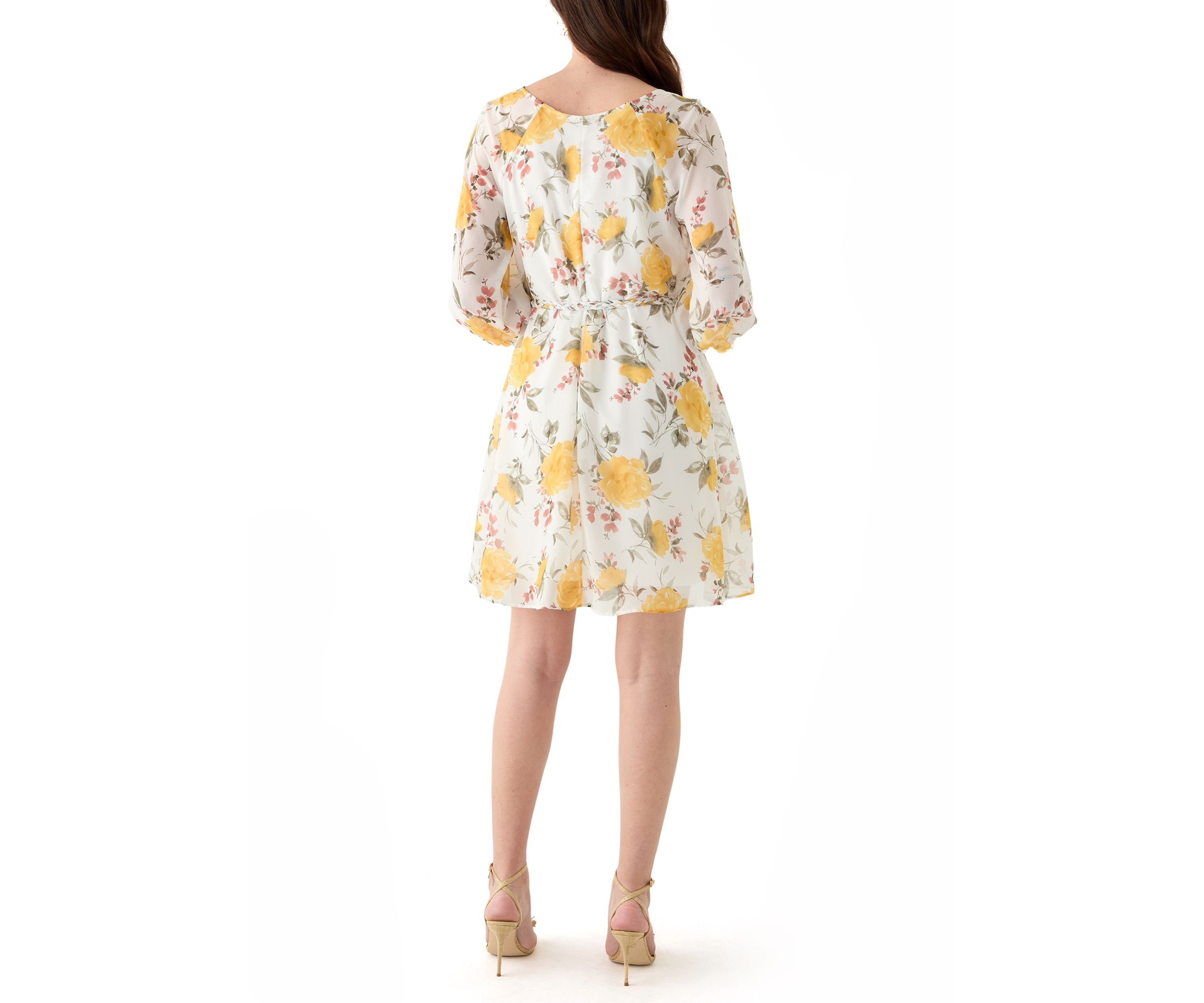 Womens Floral Printed Chiffon Dress