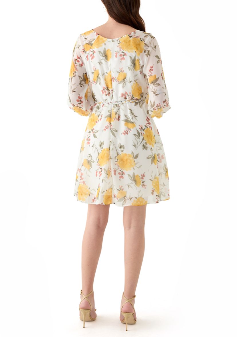 Womens Floral Printed Chiffon Dress