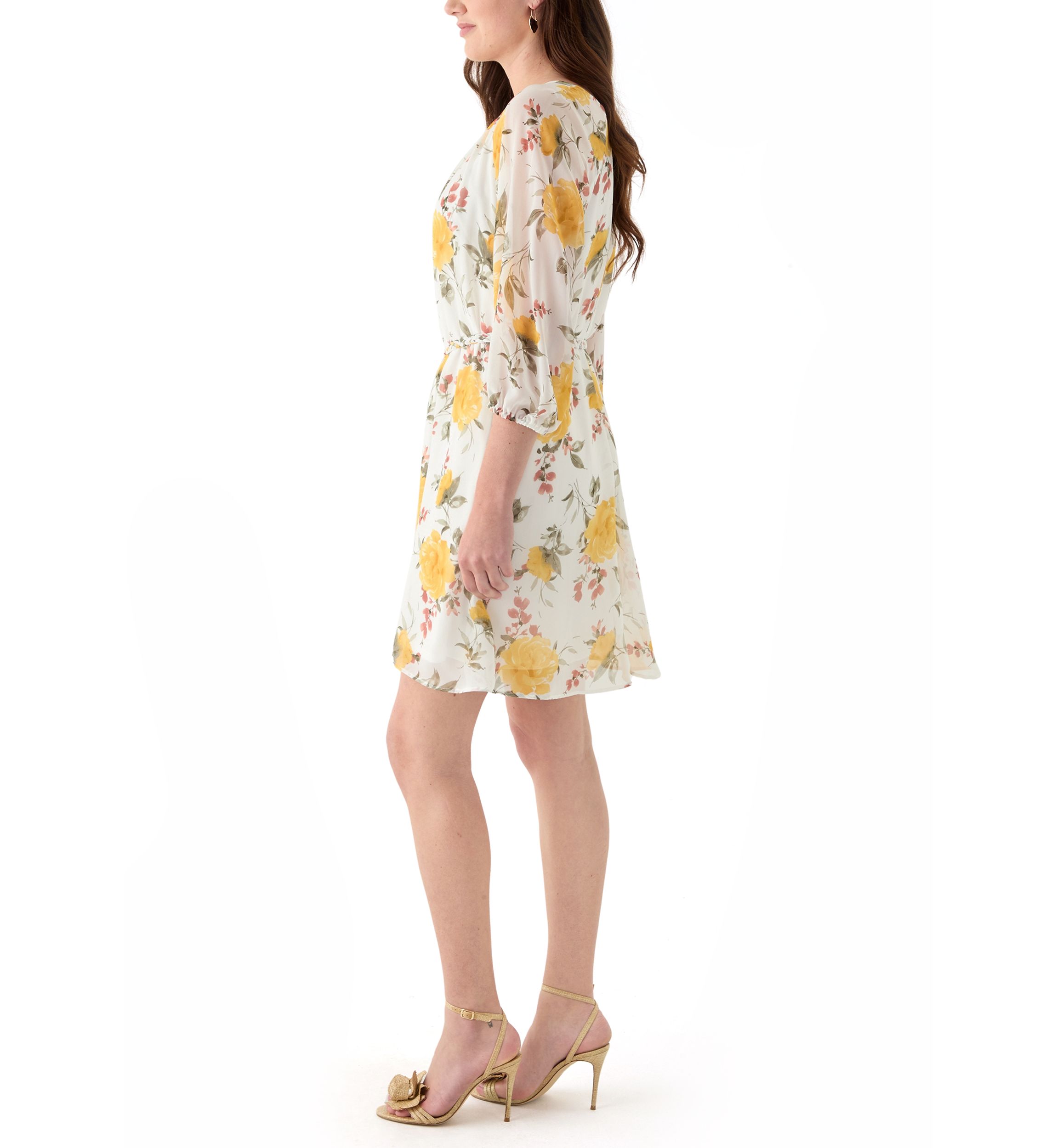 Womens Floral Printed Chiffon Dress
