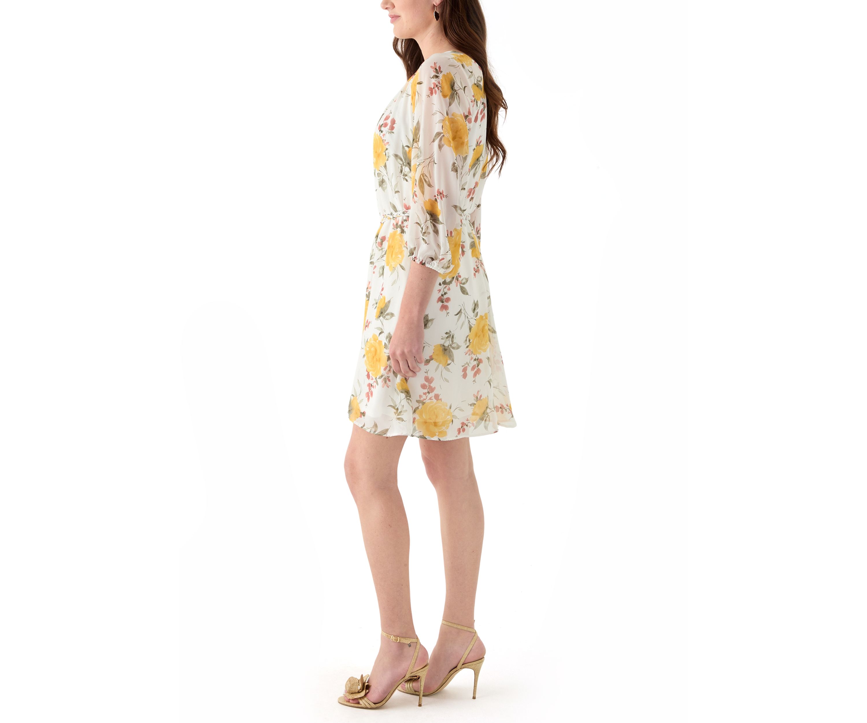 Womens Floral Printed Chiffon Dress