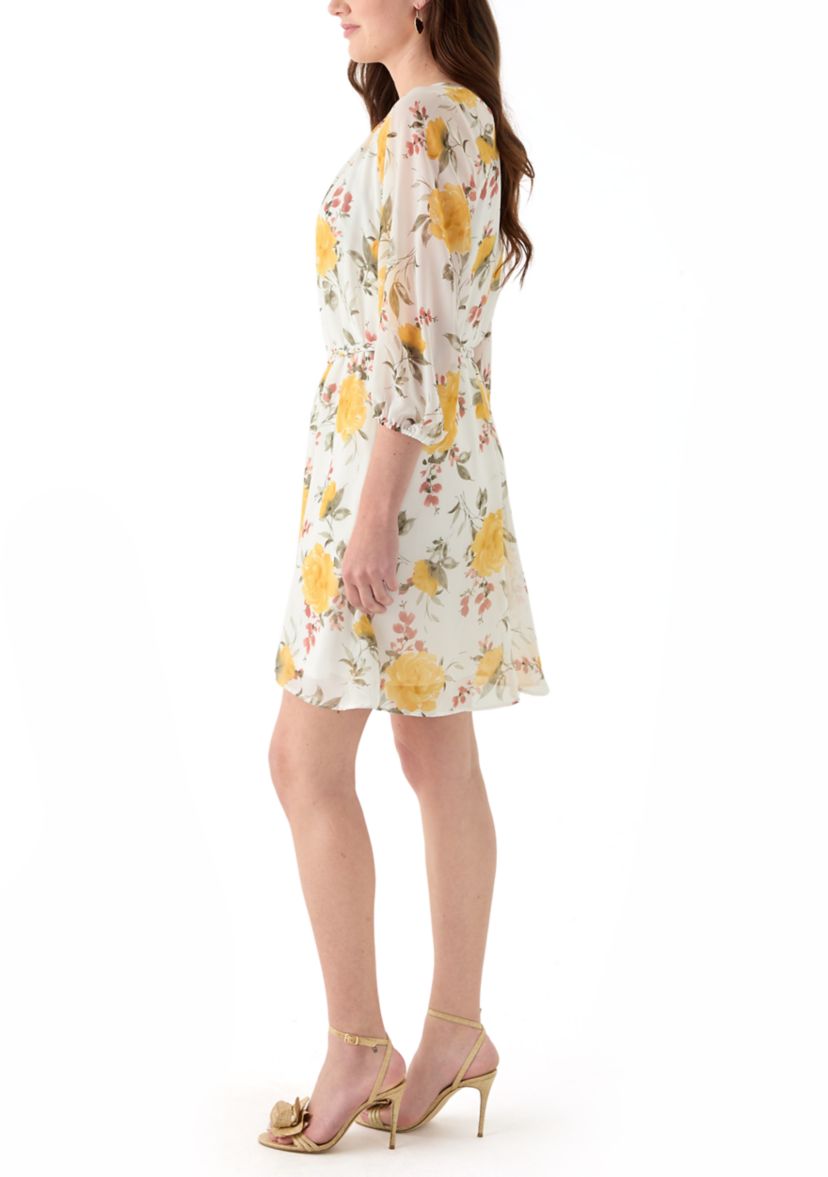 Womens Floral Printed Chiffon Dress