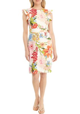 Women's Flutter Sleeve Floral Printed Dress