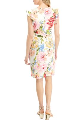 Women's Flutter Sleeve Floral Printed Dress