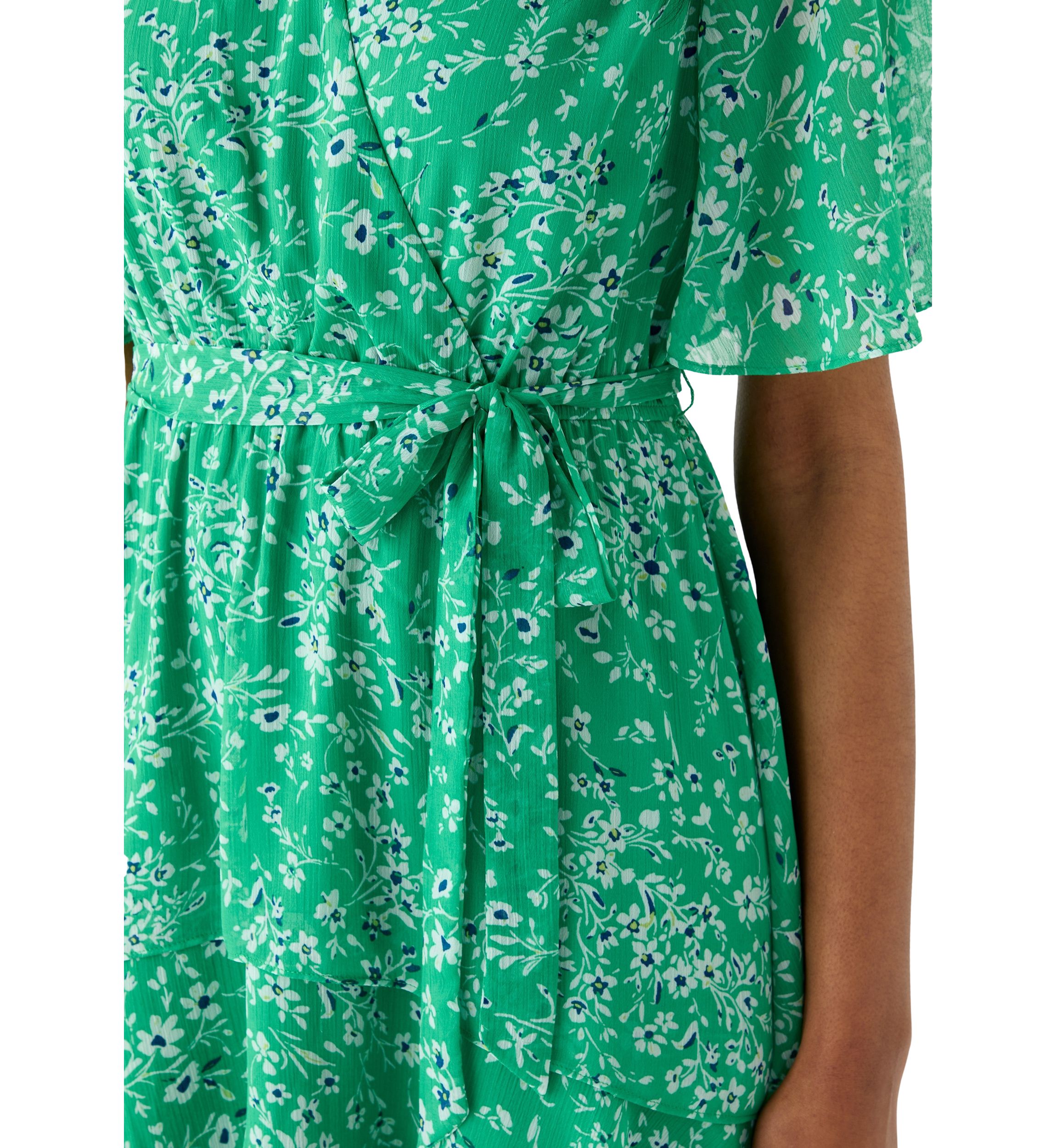 Womens Short Sleeve V-Neck Ditsy Floral Print Dress