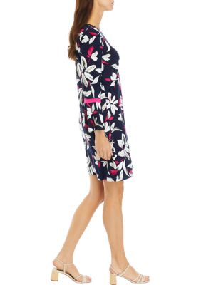 Women's Long Bell Sleeve Floral Print Sheath Dress