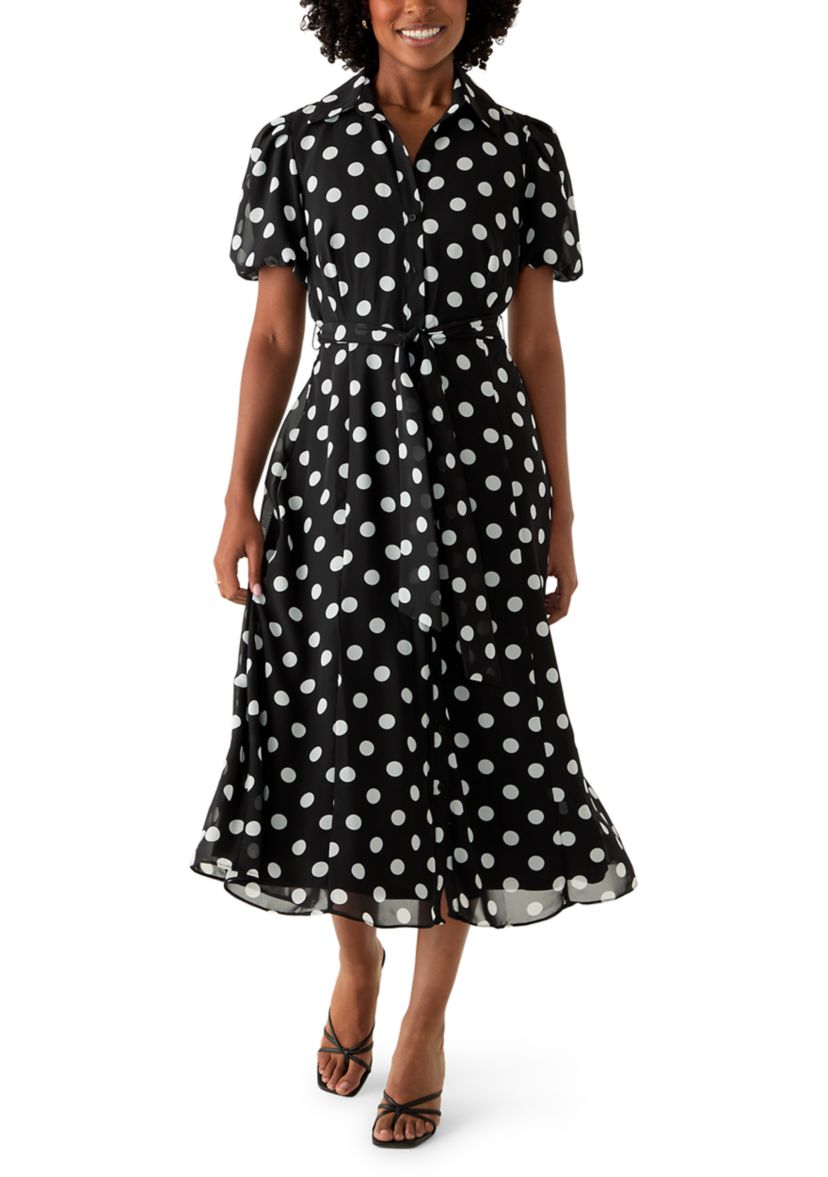polka dot maxi shirt dress Cornelia Maxi Shirt Dress - Black Painted Polka