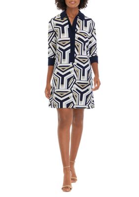 Women's 3/4 Sleeve Printed Dress