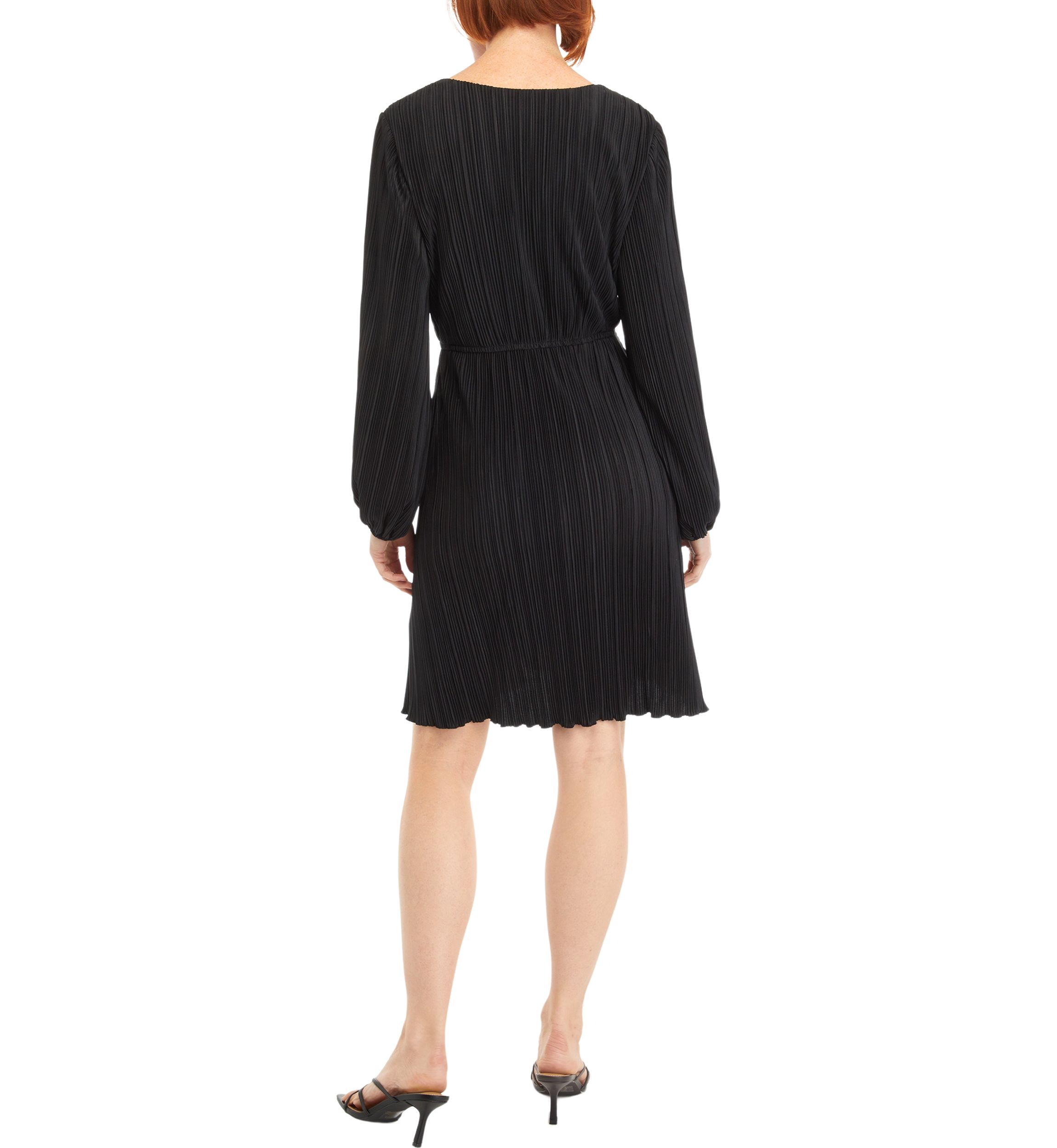 Womens Long Sleeve V-Neck Side Wrap Dress