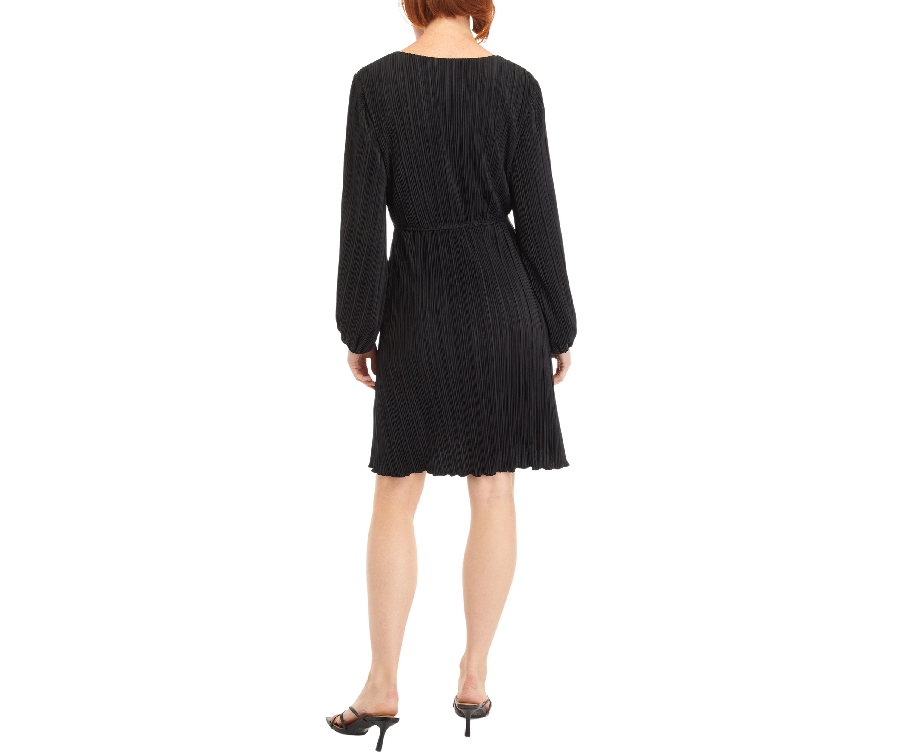 Womens Long Sleeve V-Neck Side Wrap Dress