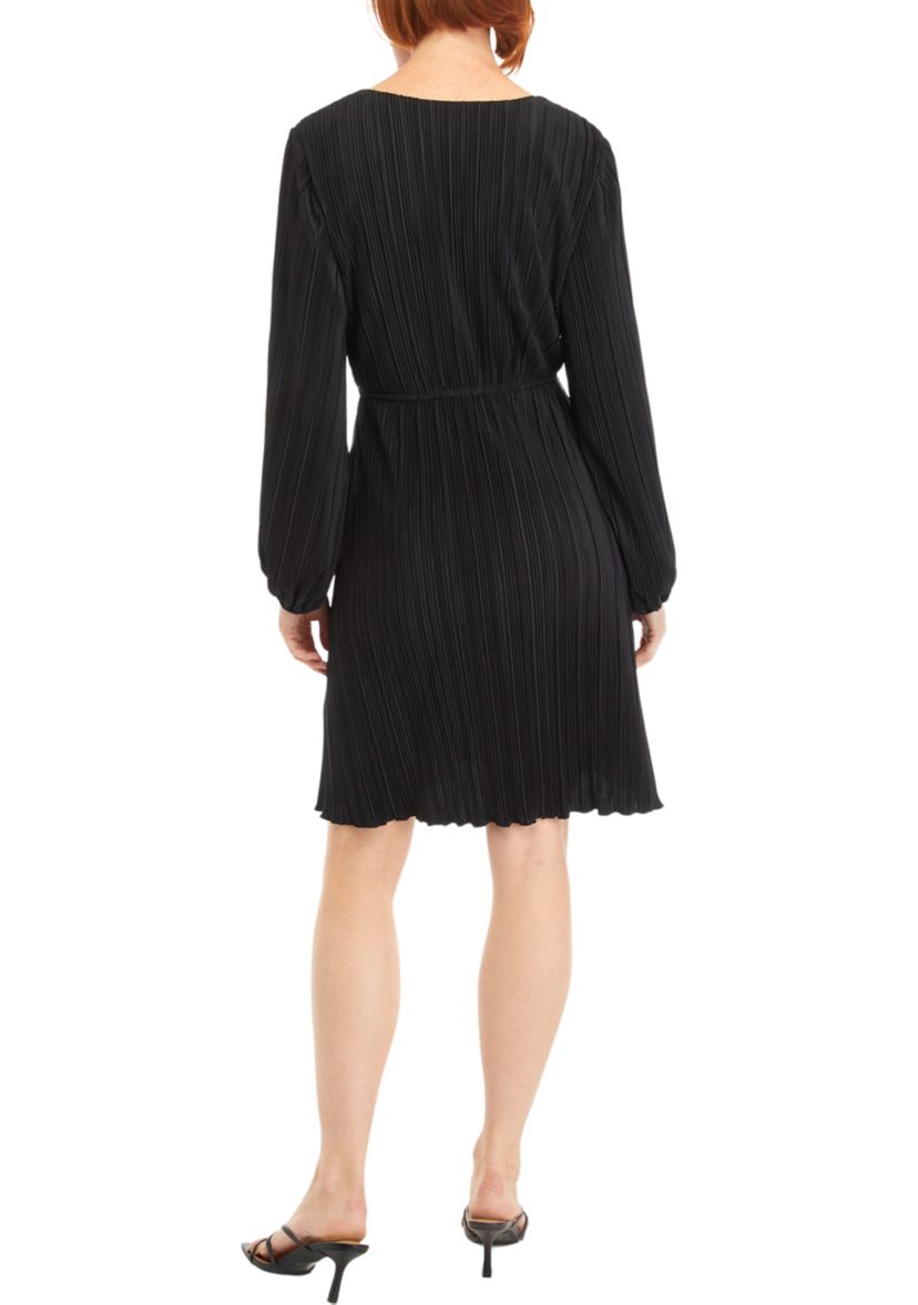 Womens Long Sleeve V-Neck Side Wrap Dress