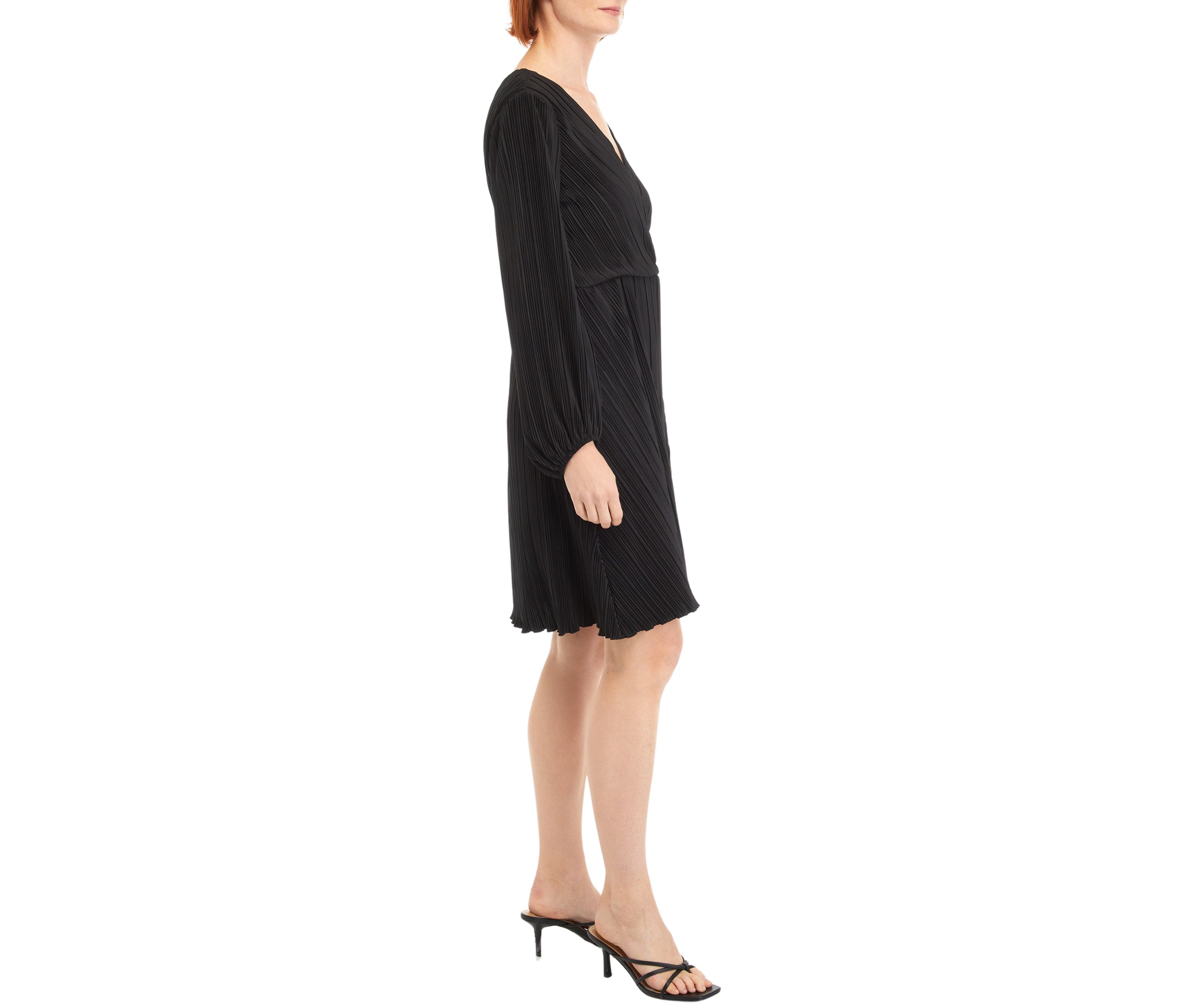 Womens Long Sleeve V-Neck Side Wrap Dress