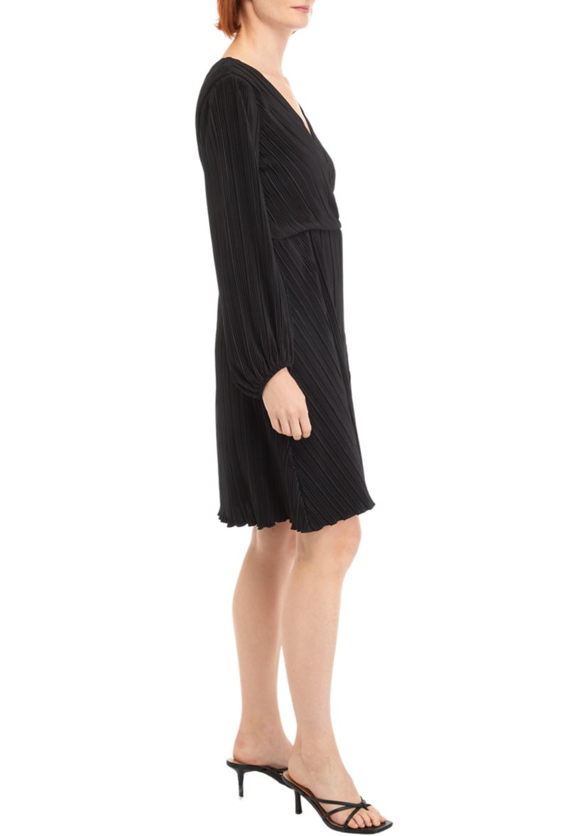 Womens Long Sleeve V-Neck Side Wrap Dress