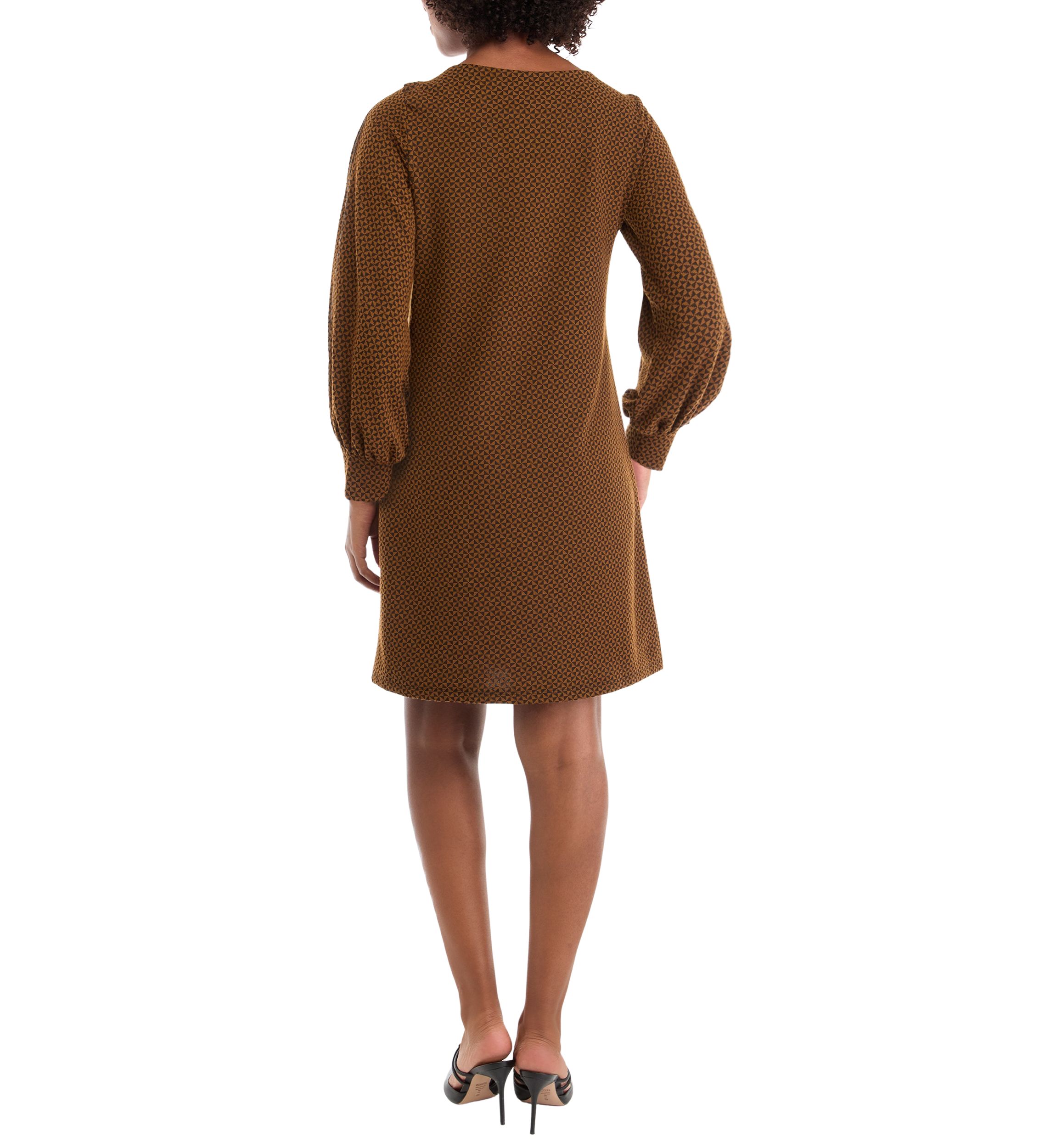 Womens Puff Sleeve Printed A-Line Dress