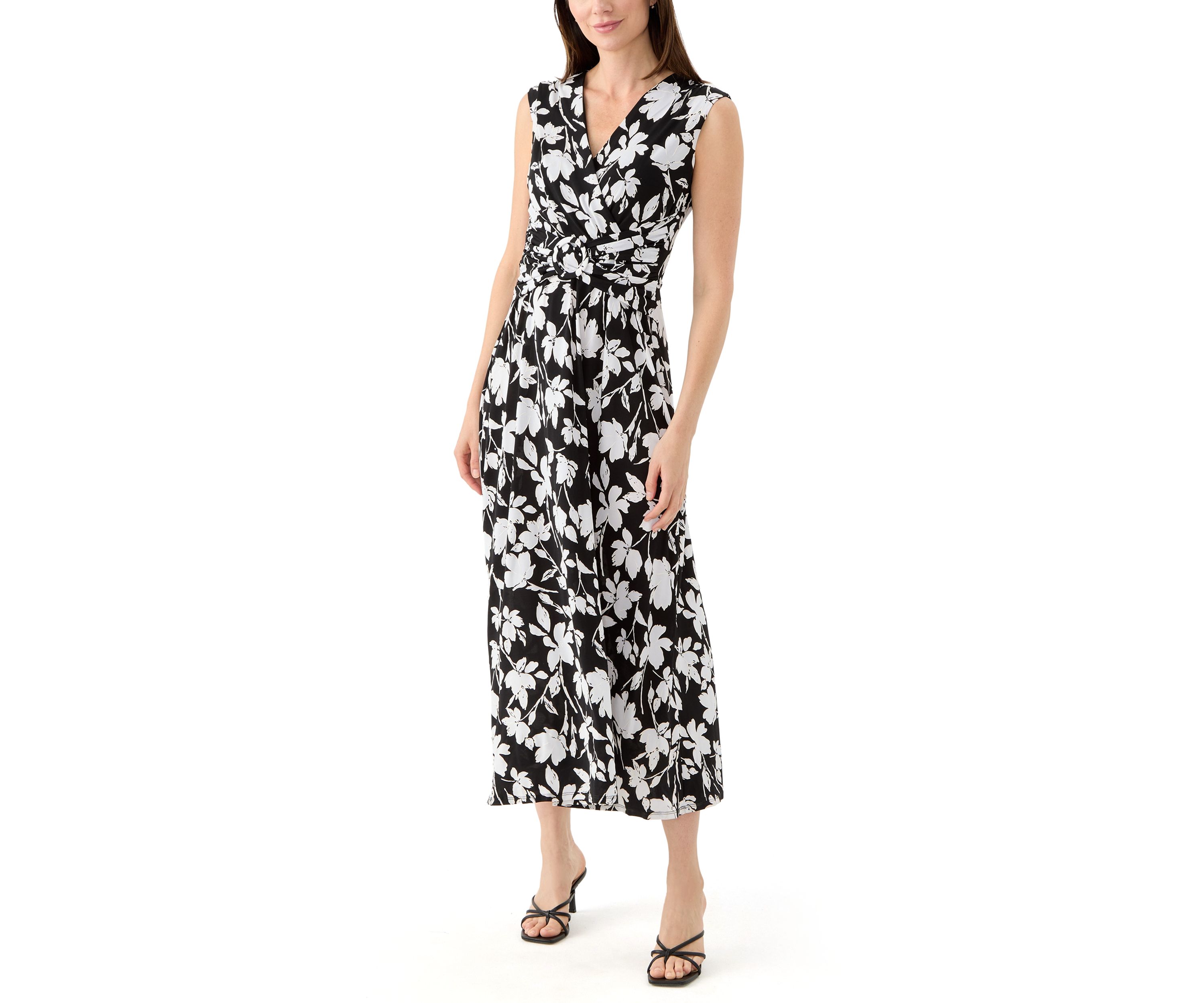 Womens Floral Printed Fit and Flare Maxi Dress