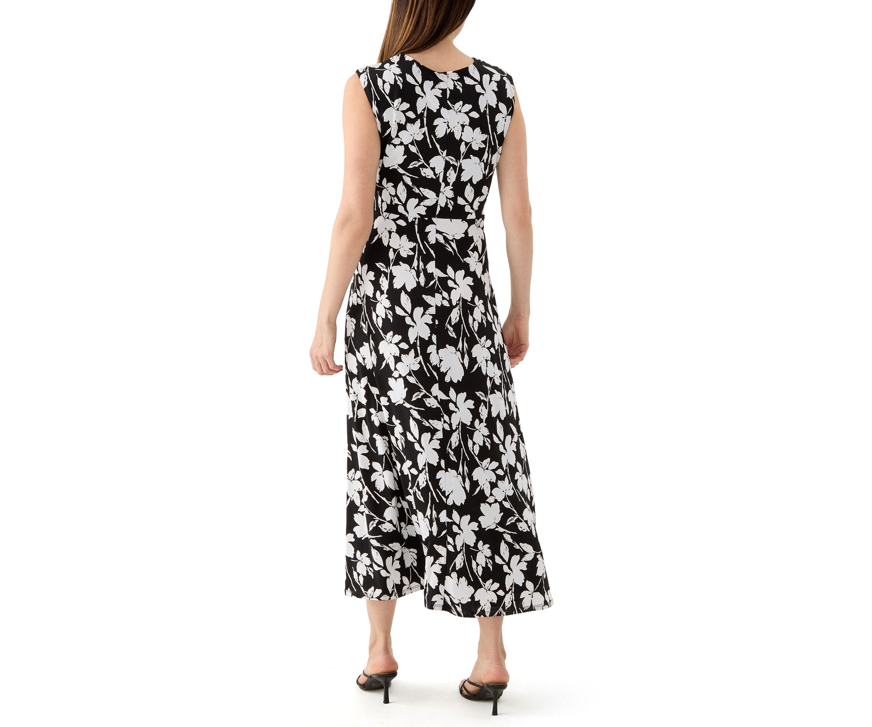Womens Floral Printed Fit and Flare Maxi Dress