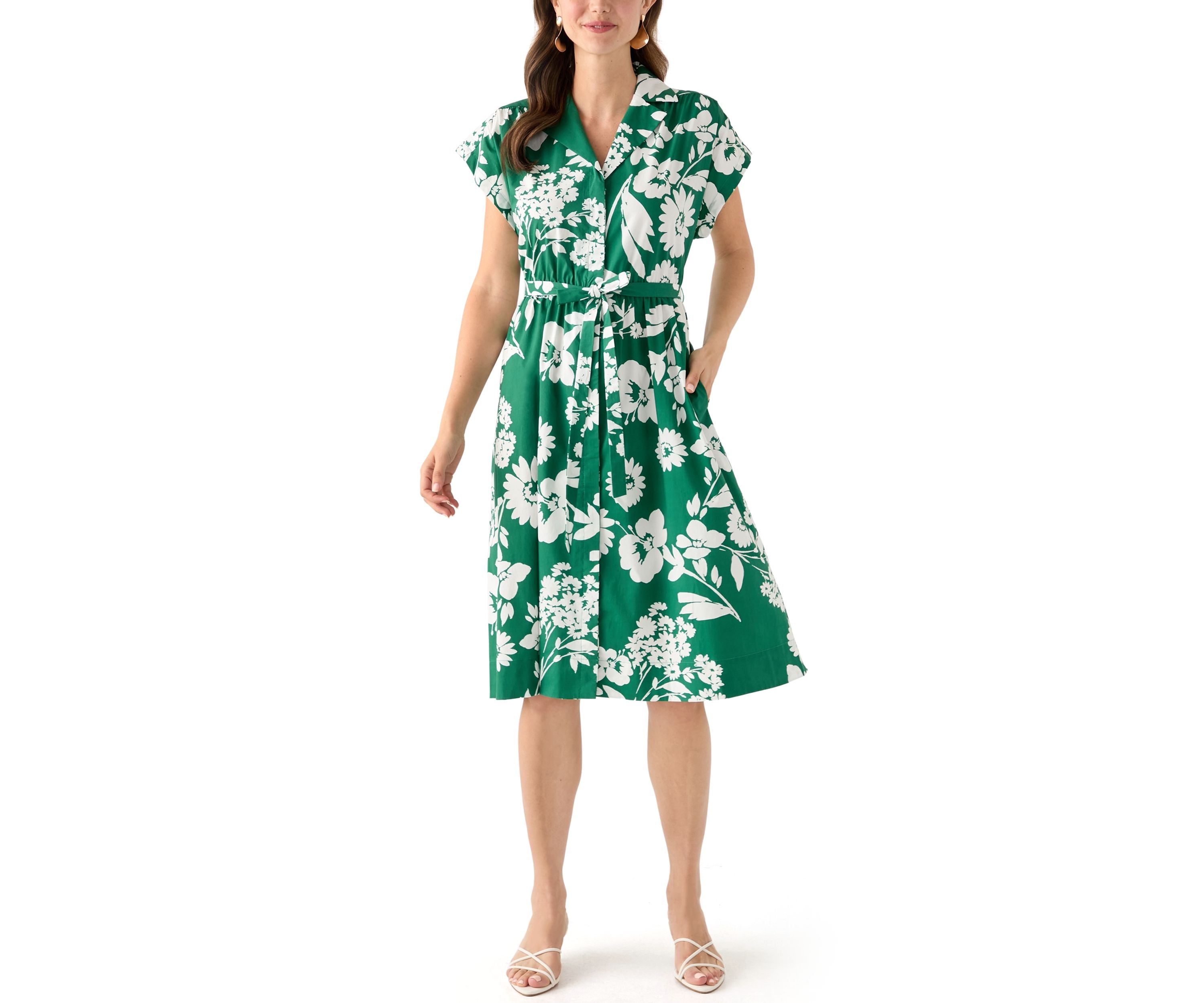 Womens Floral Printed Shirtdress