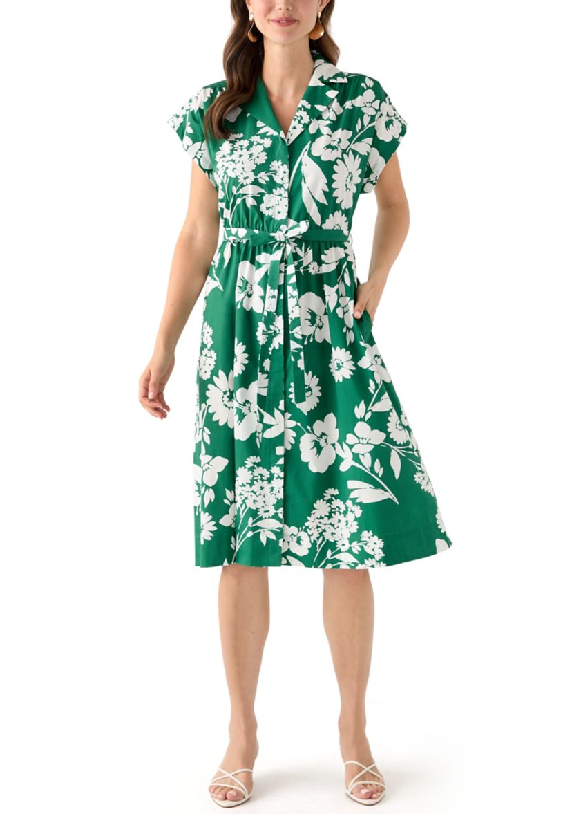 Womens Floral Printed Shirtdress