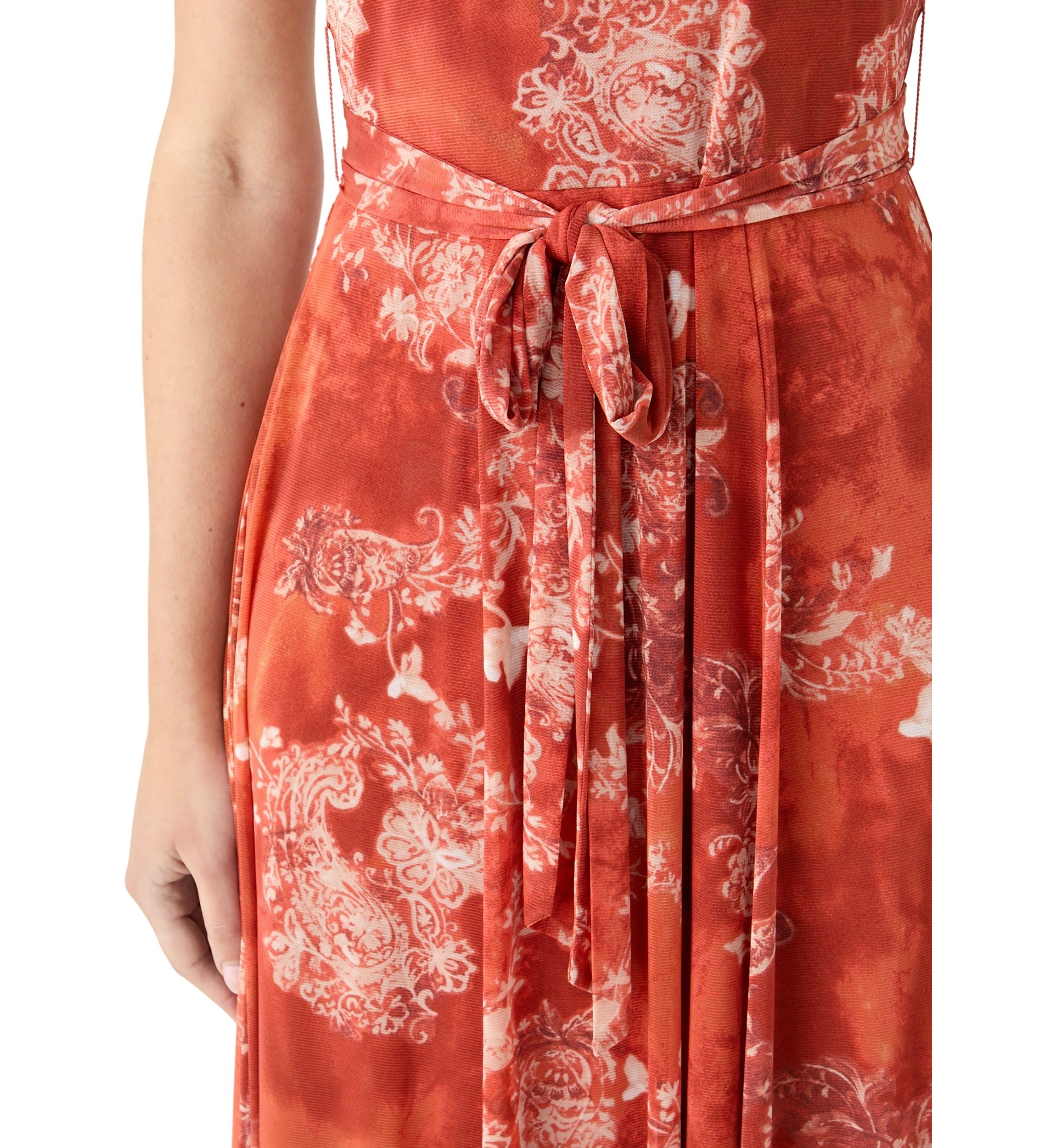 Womens Sleeveless Printed Mesh Dress