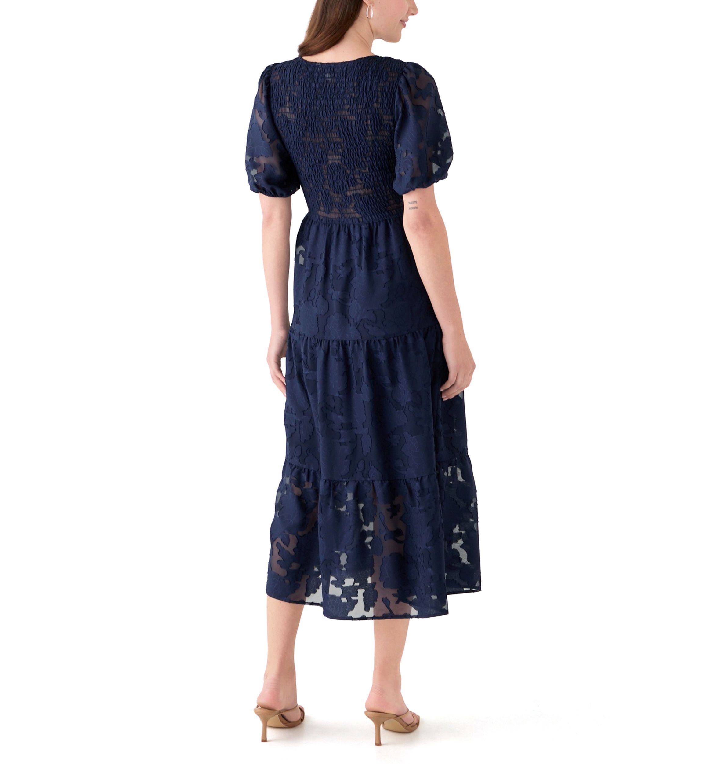 Womens Crew Neck Chiffon Dress