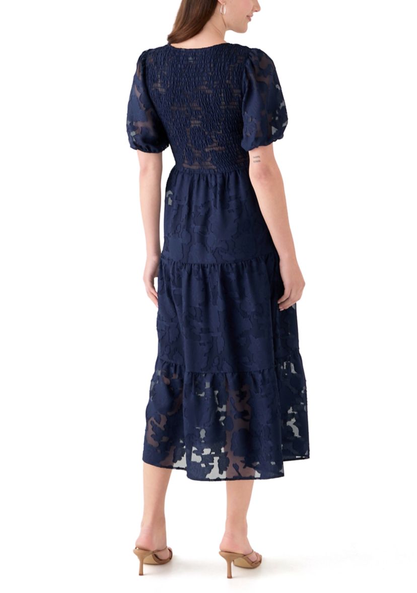 Womens Crew Neck Chiffon Dress