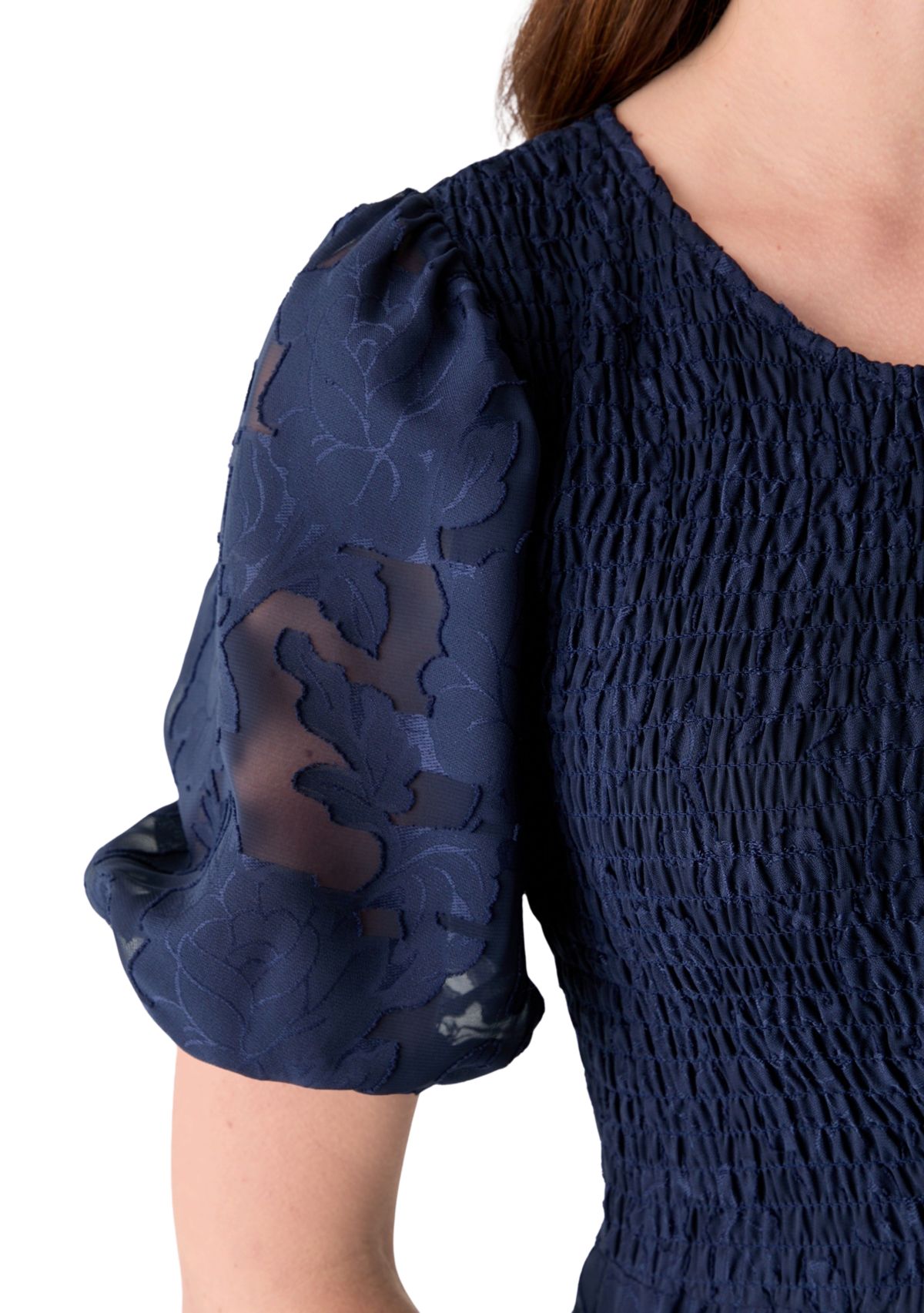 Womens Crew Neck Chiffon Dress