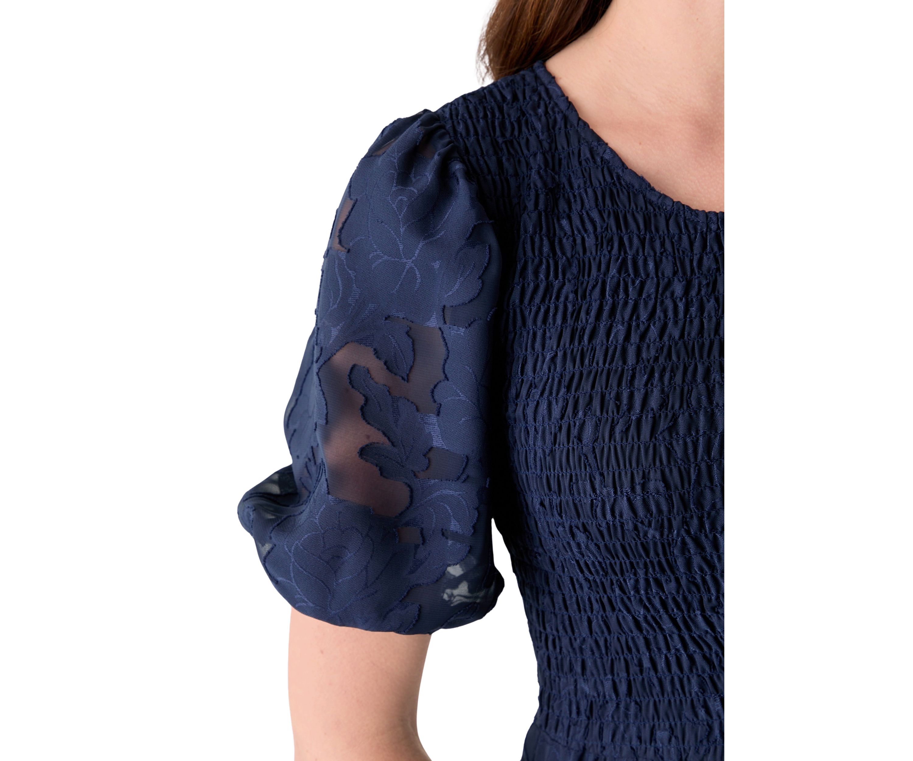 Womens Crew Neck Chiffon Dress