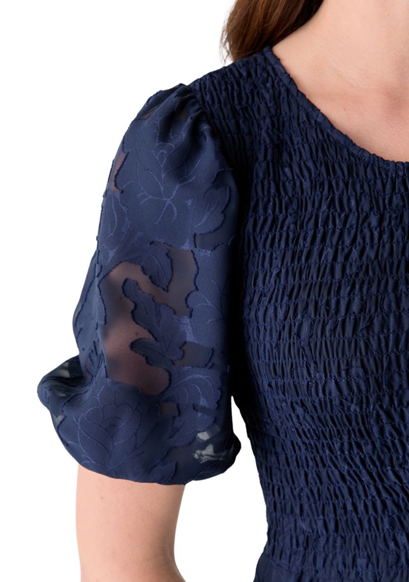 Womens Crew Neck Chiffon Dress