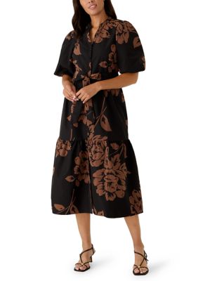 Sandra Darren Women's Short Sleeve Printed Maxi Dress, XL