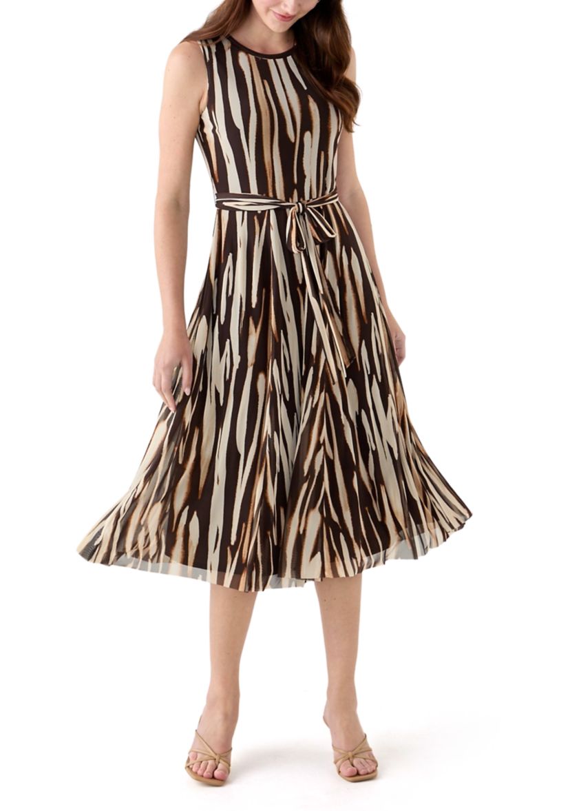 Womens Printed Mesh Midi Dress