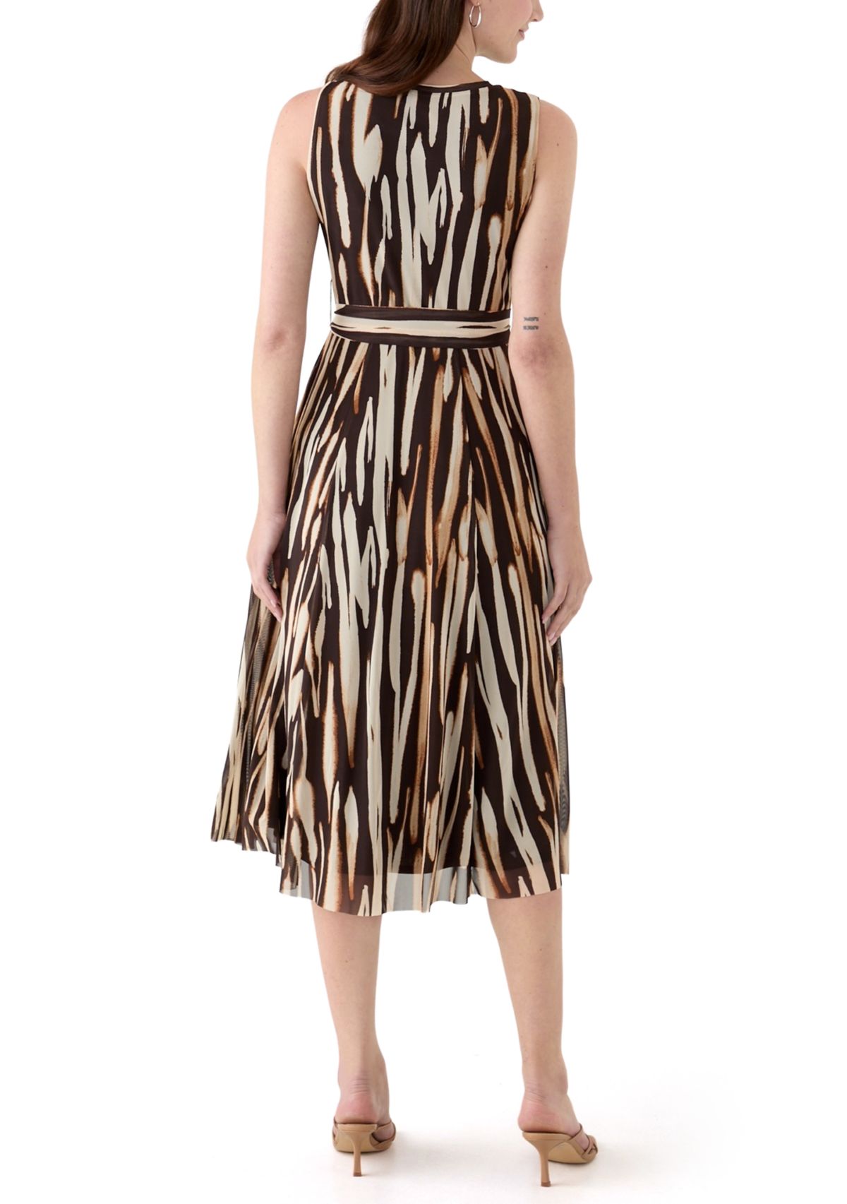 Womens Printed Mesh Midi Dress